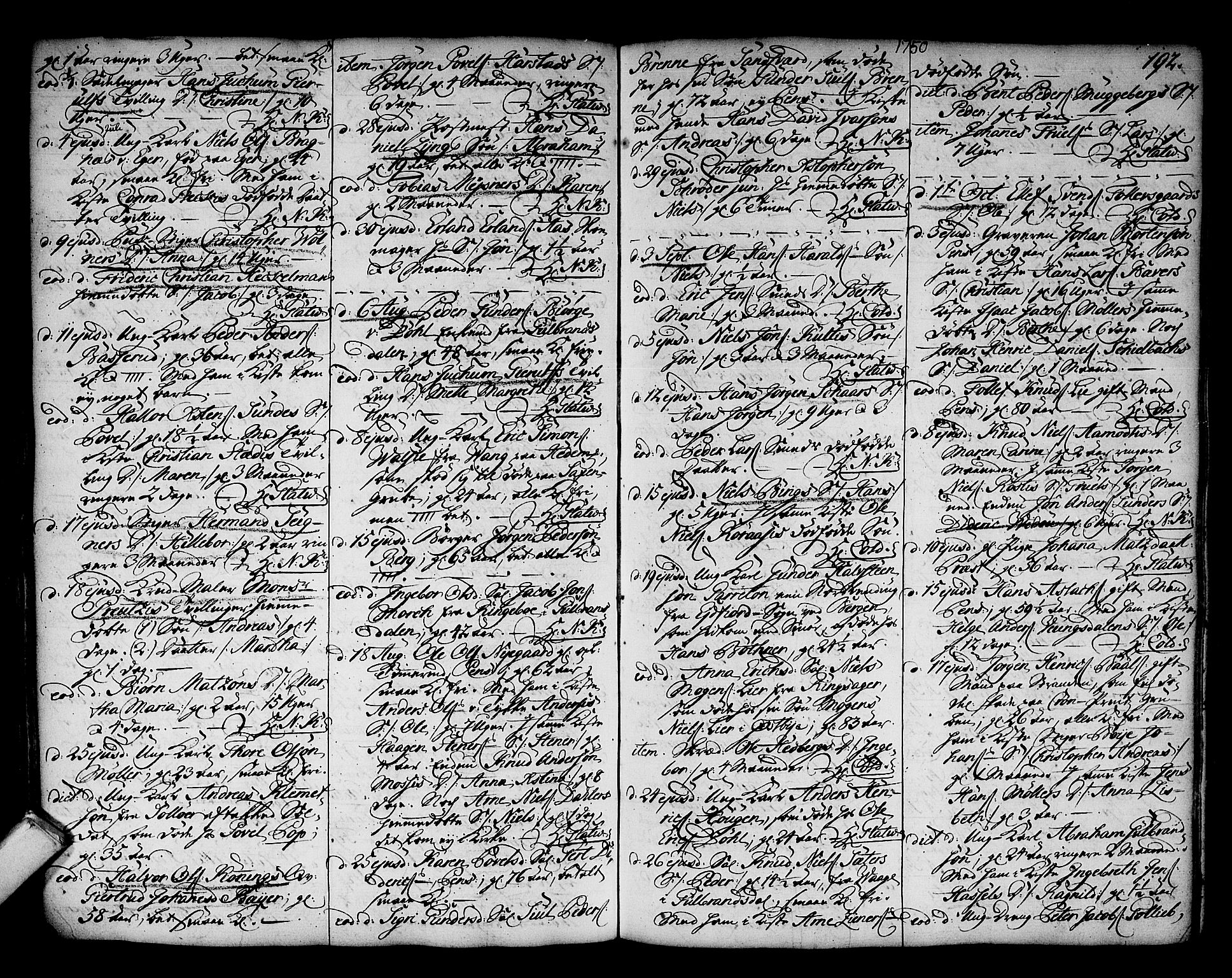 Kongsberg kirkebøker, AV/SAKO-A-22/F/Fa/L0003: Parish register (official) no. I 3, 1744-1755, p. 192