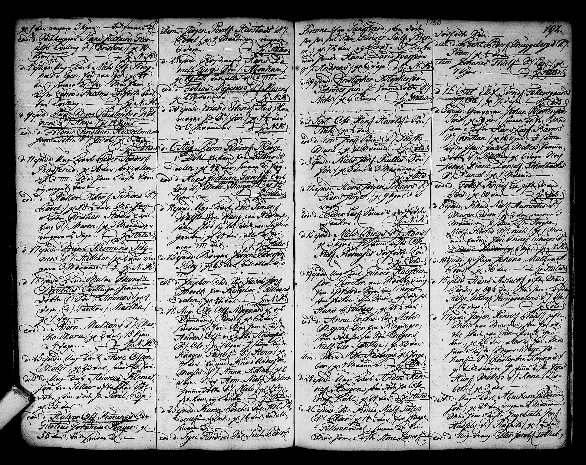 Kongsberg kirkebøker, SAKO/A-22/F/Fa/L0003: Parish register (official) no. I 3, 1744-1755, p. 192