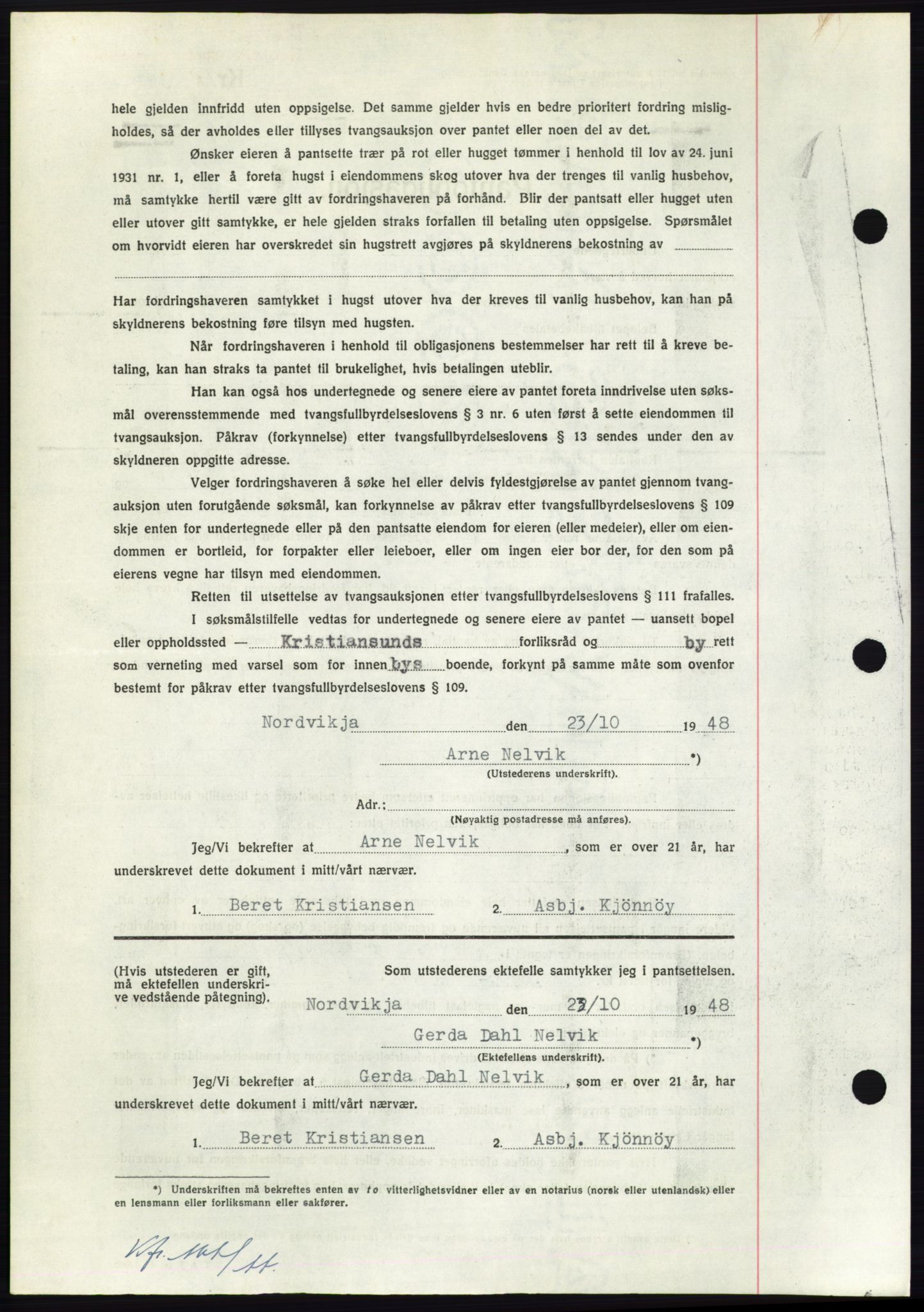 Nordmøre sorenskriveri, AV/SAT-A-4132/1/2/2Ca: Mortgage book no. B99, 1948-1948, Diary no: : 3036/1948