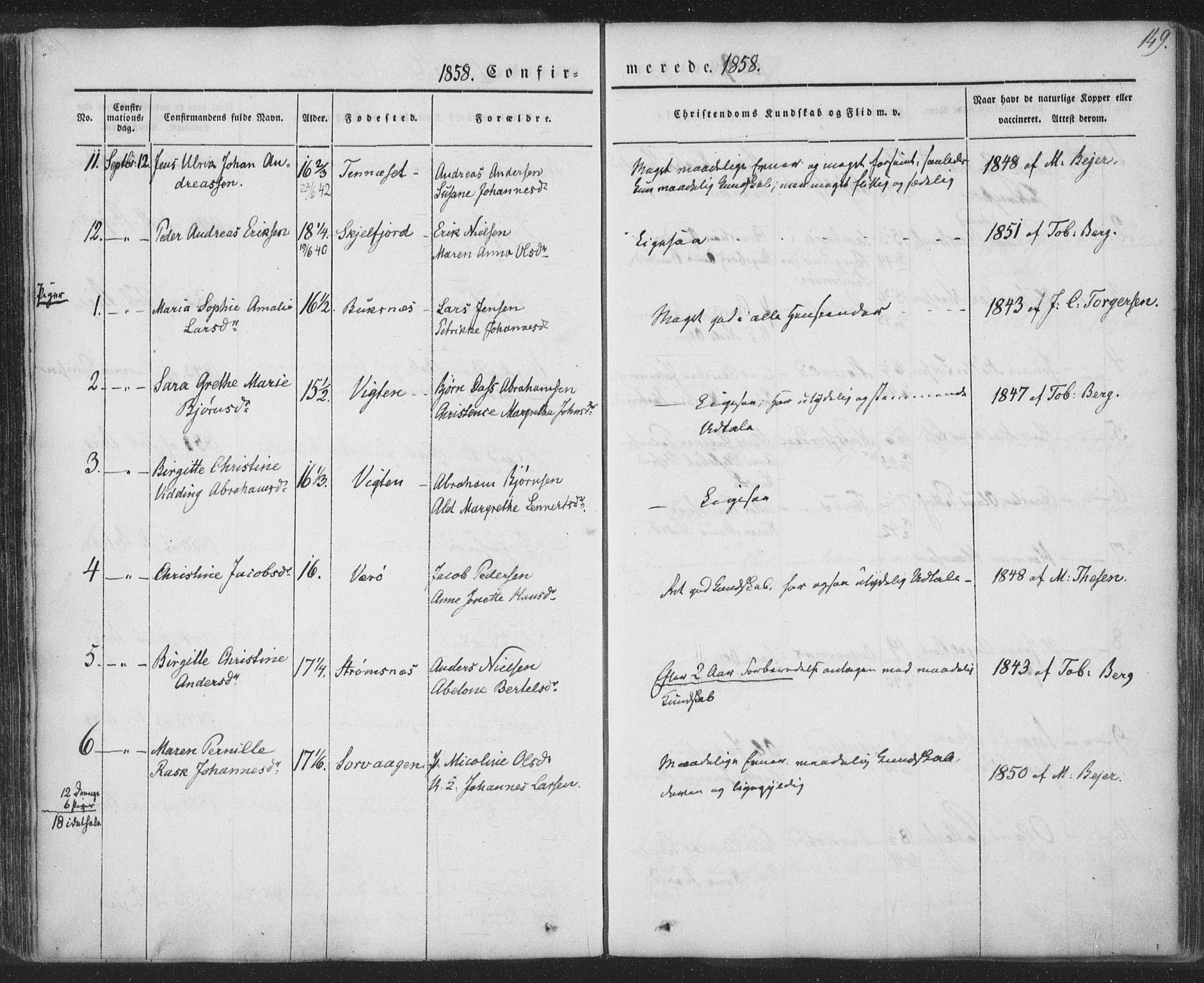 Ministerialprotokoller, klokkerbøker og fødselsregistre - Nordland, AV/SAT-A-1459/885/L1202: Parish register (official) no. 885A03, 1838-1859, p. 149