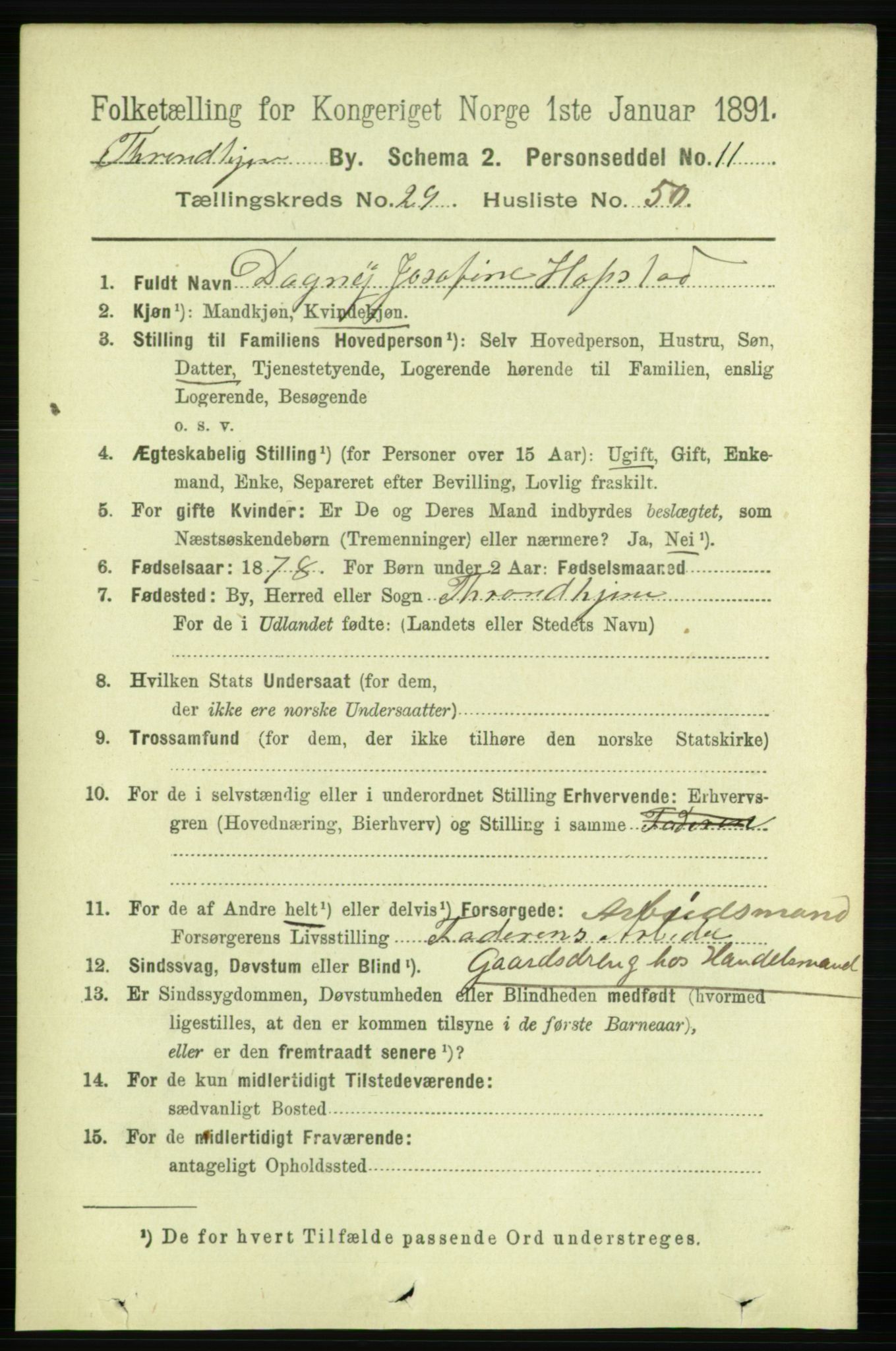 RA, 1891 census for 1601 Trondheim, 1891, p. 22218