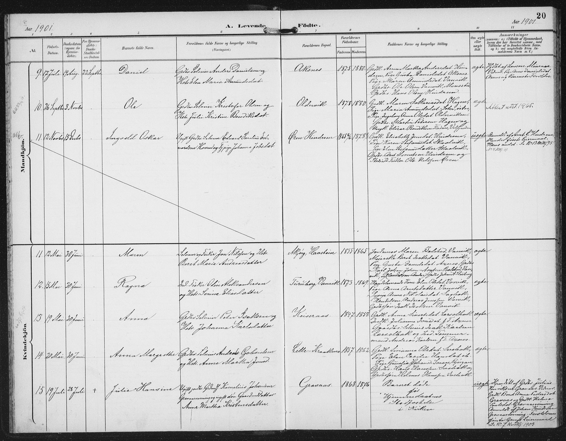 Ministerialprotokoller, klokkerbøker og fødselsregistre - Nord-Trøndelag, AV/SAT-A-1458/702/L0024: Parish register (official) no. 702A02, 1898-1914, p. 20