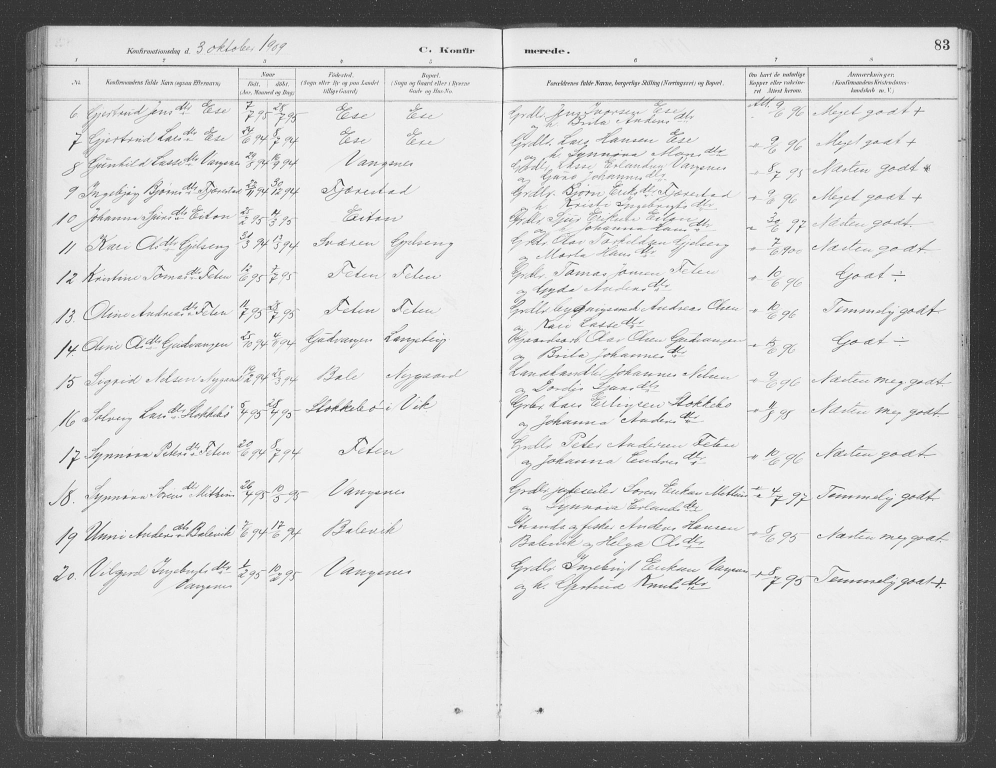 Balestrand sokneprestembete, SAB/A-79601/H/Haa/Haab/L0001: Parish register (official) no. B  1, 1889-1910, p. 83
