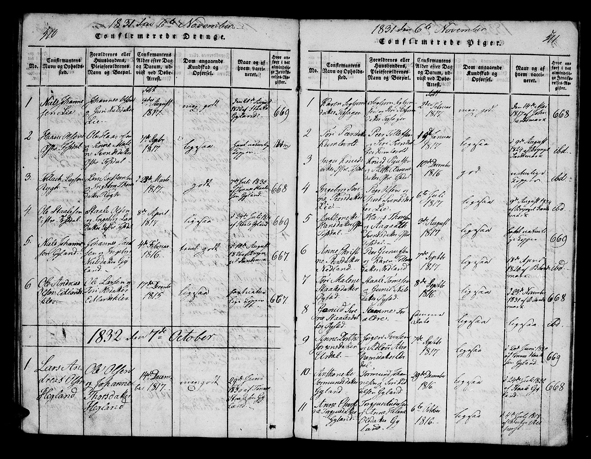 Bakke sokneprestkontor, AV/SAK-1111-0002/F/Fa/Fab/L0001: Parish register (official) no. A 1, 1815-1835, p. 510-511