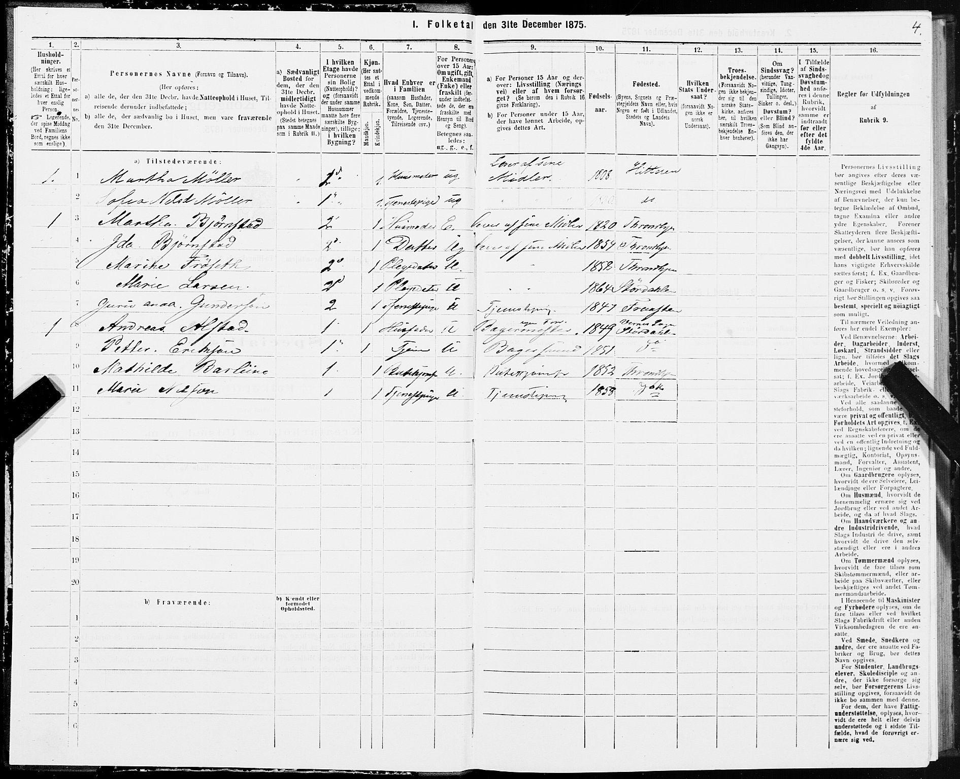 SAT, 1875 census for 1601 Trondheim, 1875, p. 5004