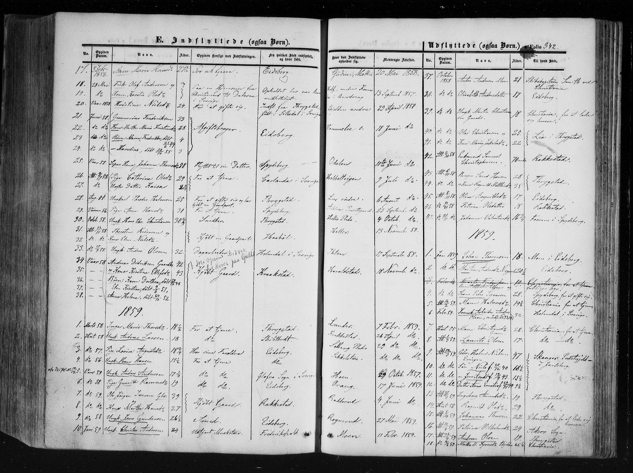 Askim prestekontor Kirkebøker, SAO/A-10900/F/Fa/L0005: Parish register (official) no. 5, 1847-1879, p. 342