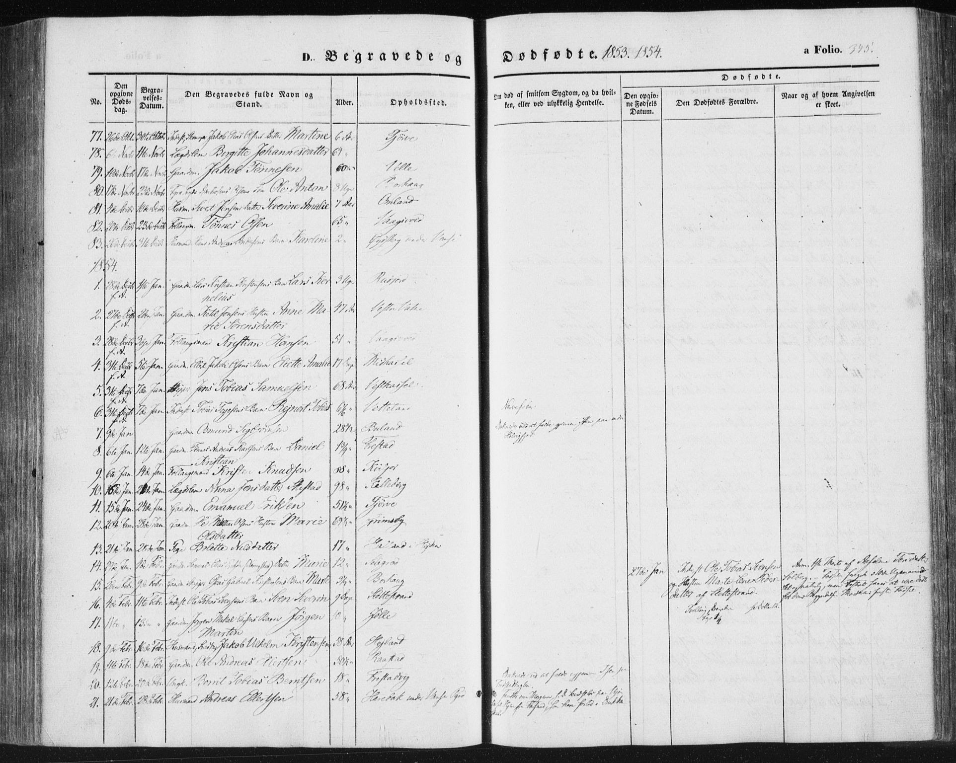 Lista sokneprestkontor, SAK/1111-0027/F/Fa/L0010: Parish register (official) no. A 10, 1846-1861, p. 345