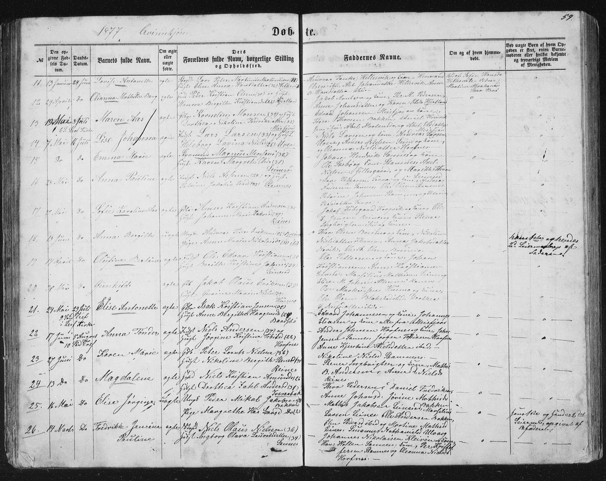 Ministerialprotokoller, klokkerbøker og fødselsregistre - Nordland, AV/SAT-A-1459/831/L0476: Parish register (copy) no. 831C03, 1866-1877, p. 59