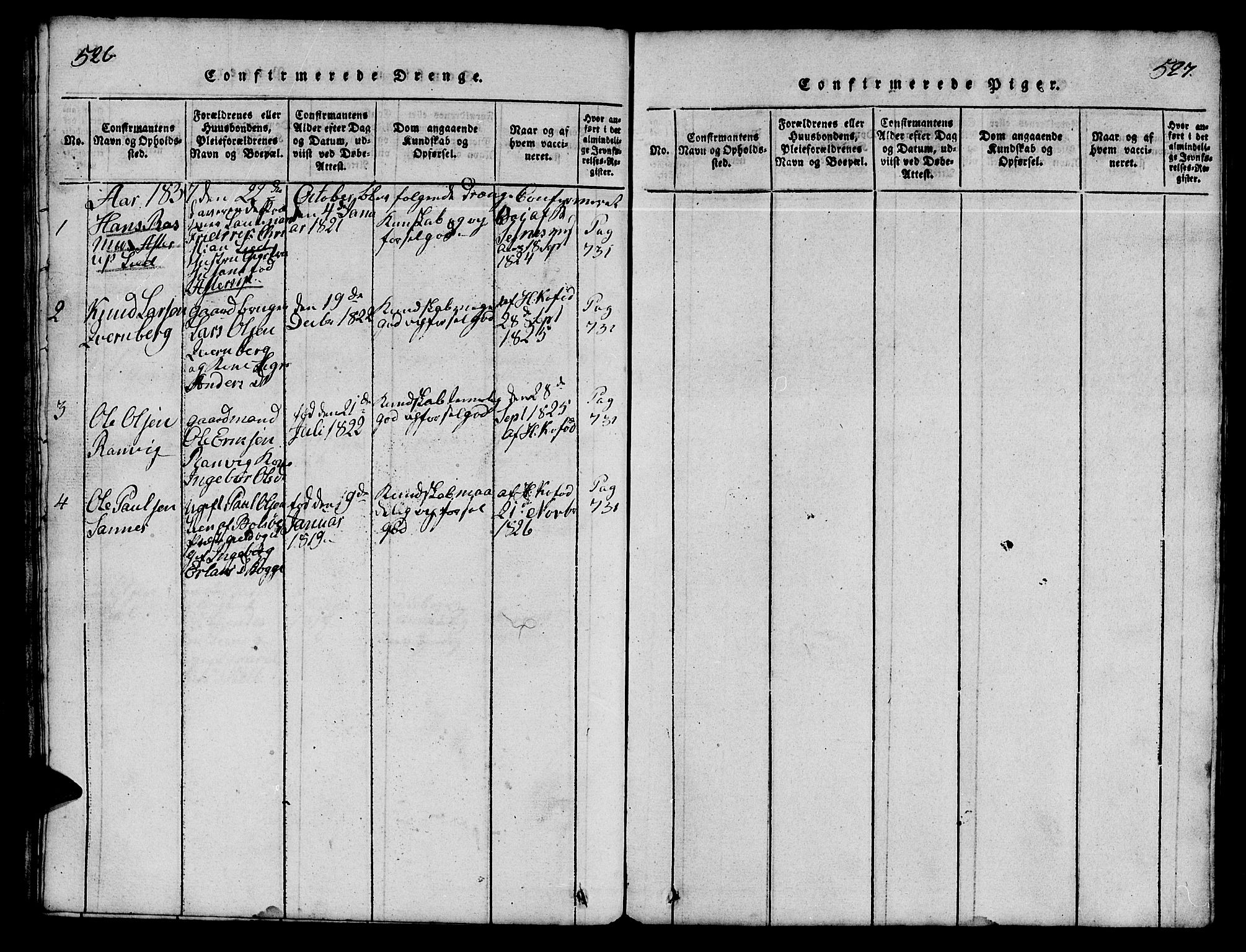 Ministerialprotokoller, klokkerbøker og fødselsregistre - Møre og Romsdal, SAT/A-1454/551/L0629: Parish register (copy) no. 551C01, 1818-1839, p. 526-527