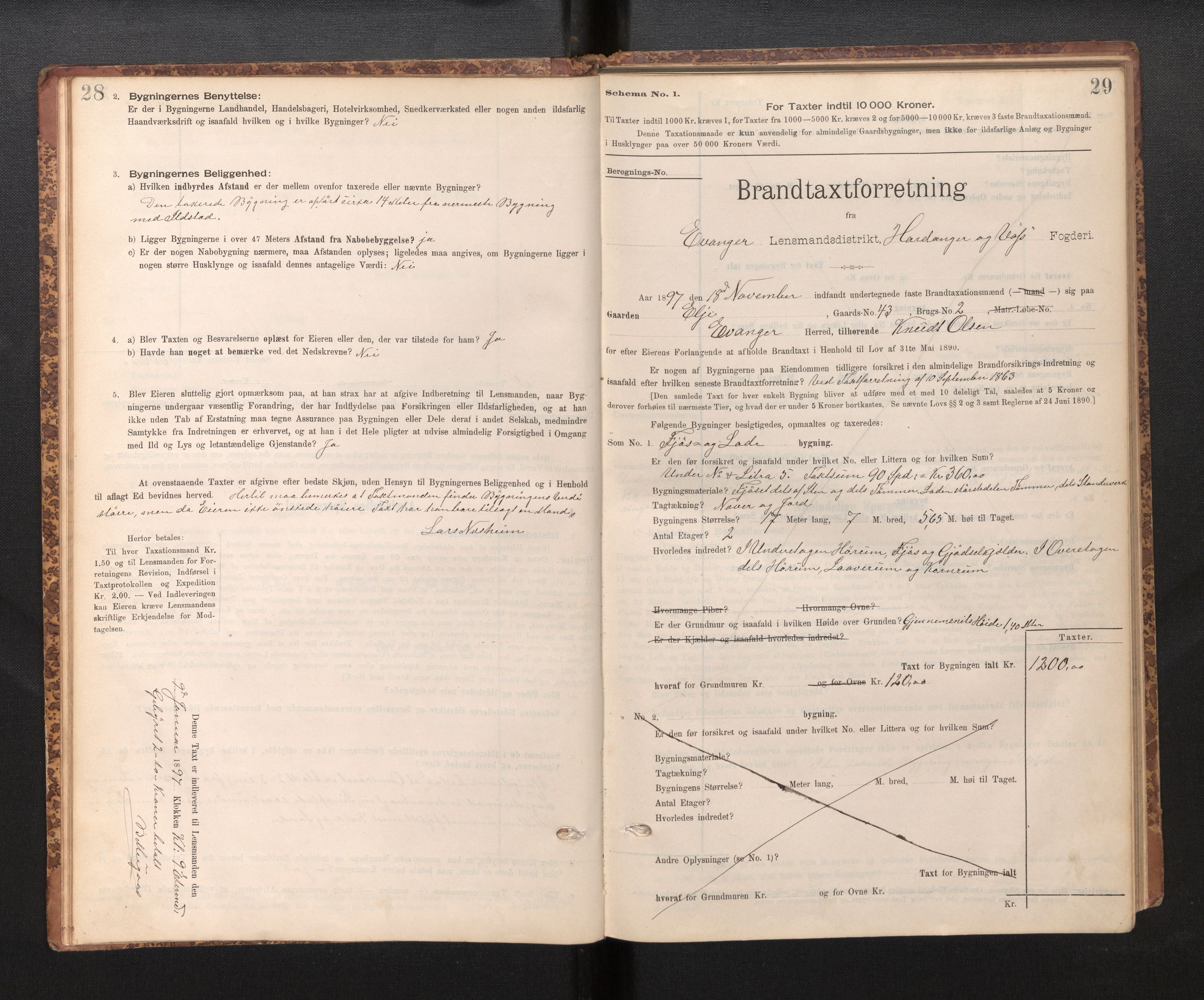 Lensmannen i Evanger, SAB/A-31701/0012/L0005: Branntakstprotokoll, skjematakst, 1895-1935, p. 28-29