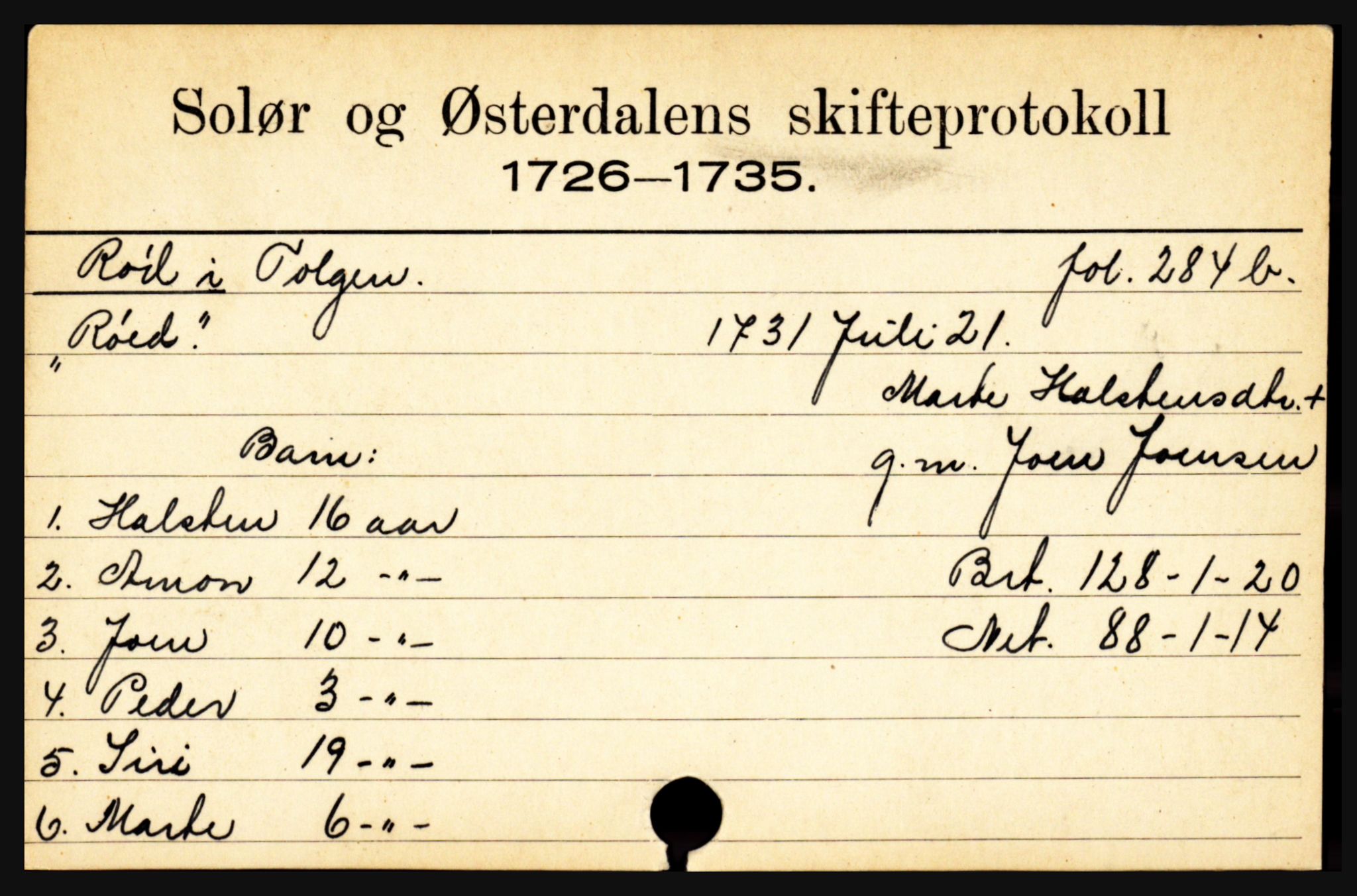 Solør og Østerdalen sorenskriveri, SAH/TING-024/J, 1716-1774, p. 4919