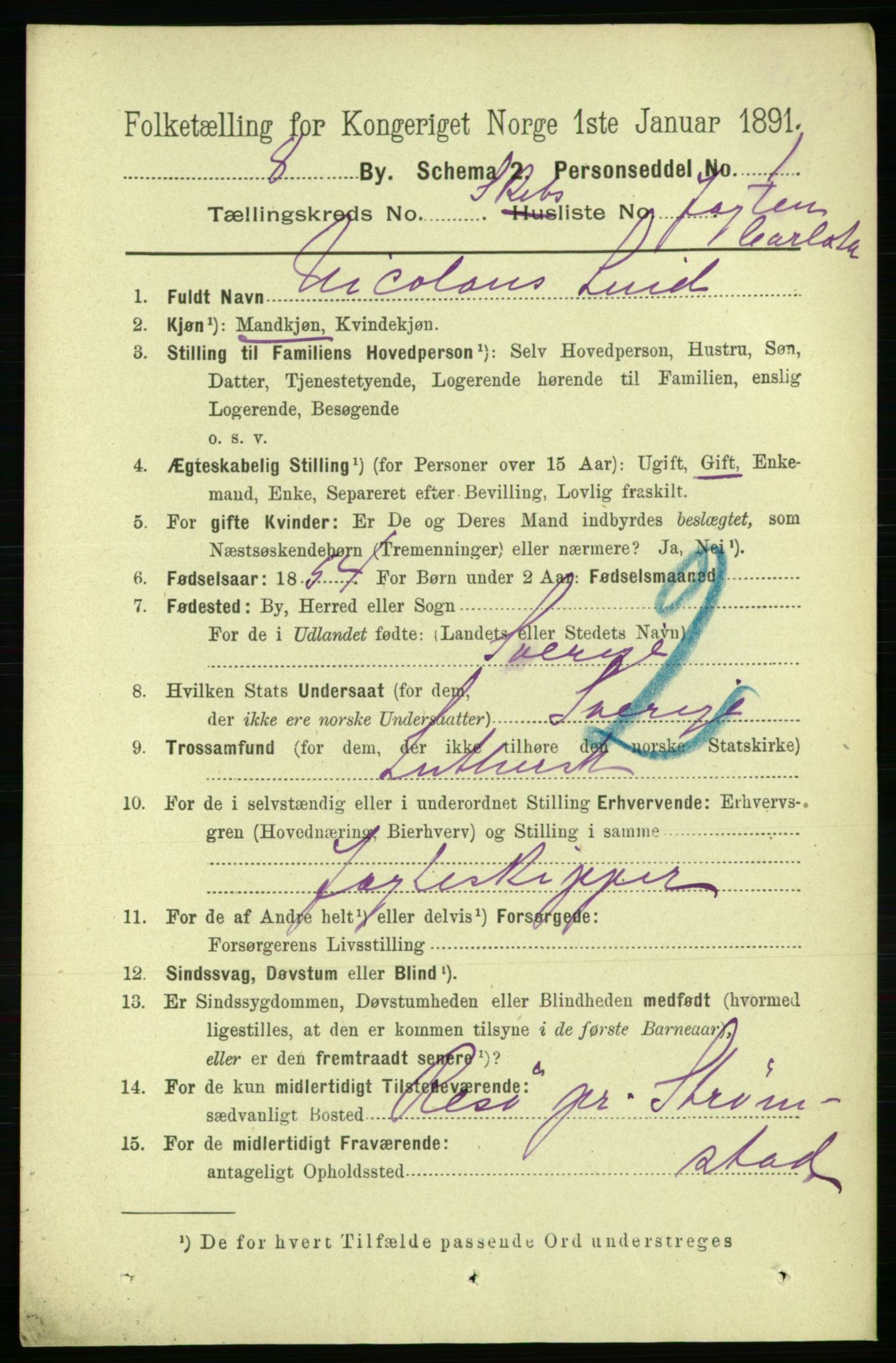 RA, 1891 census for 0203 Drøbak, 1891, p. 2921