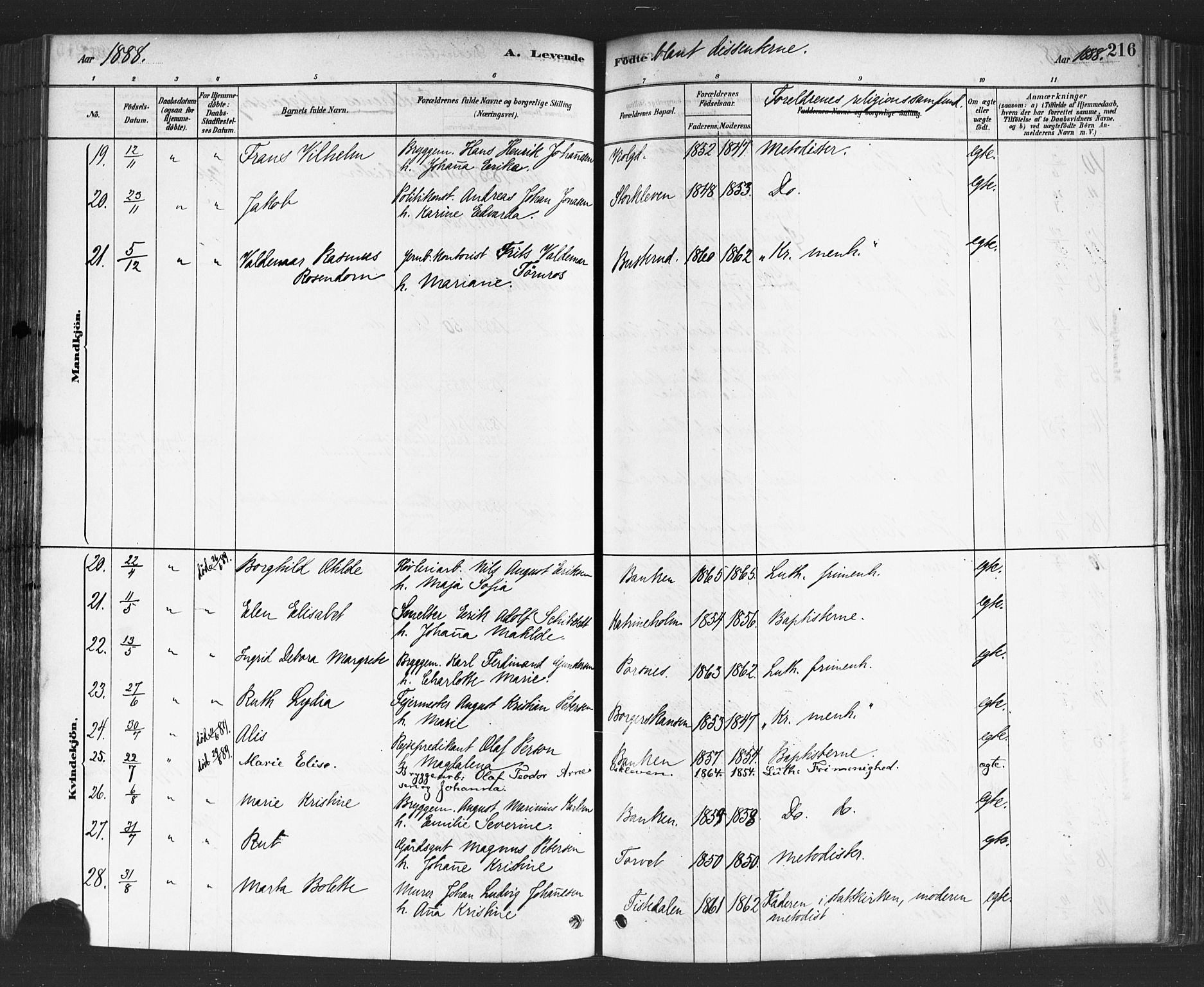 Halden prestekontor Kirkebøker, SAO/A-10909/F/Fa/L0011: Parish register (official) no. I 11, 1878-1889, p. 215