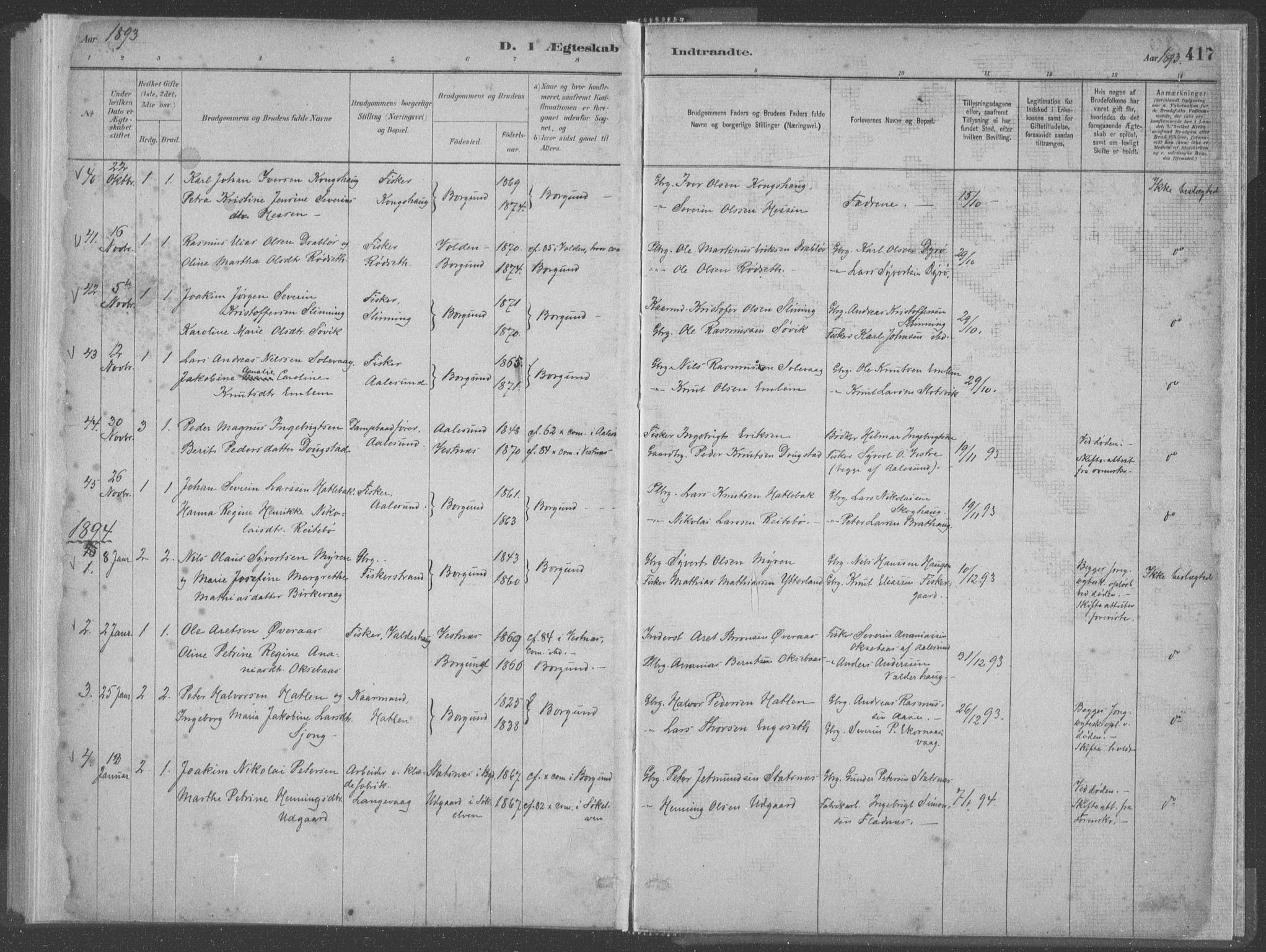 Ministerialprotokoller, klokkerbøker og fødselsregistre - Møre og Romsdal, SAT/A-1454/528/L0402: Parish register (official) no. 528A12II, 1880-1903, p. 417