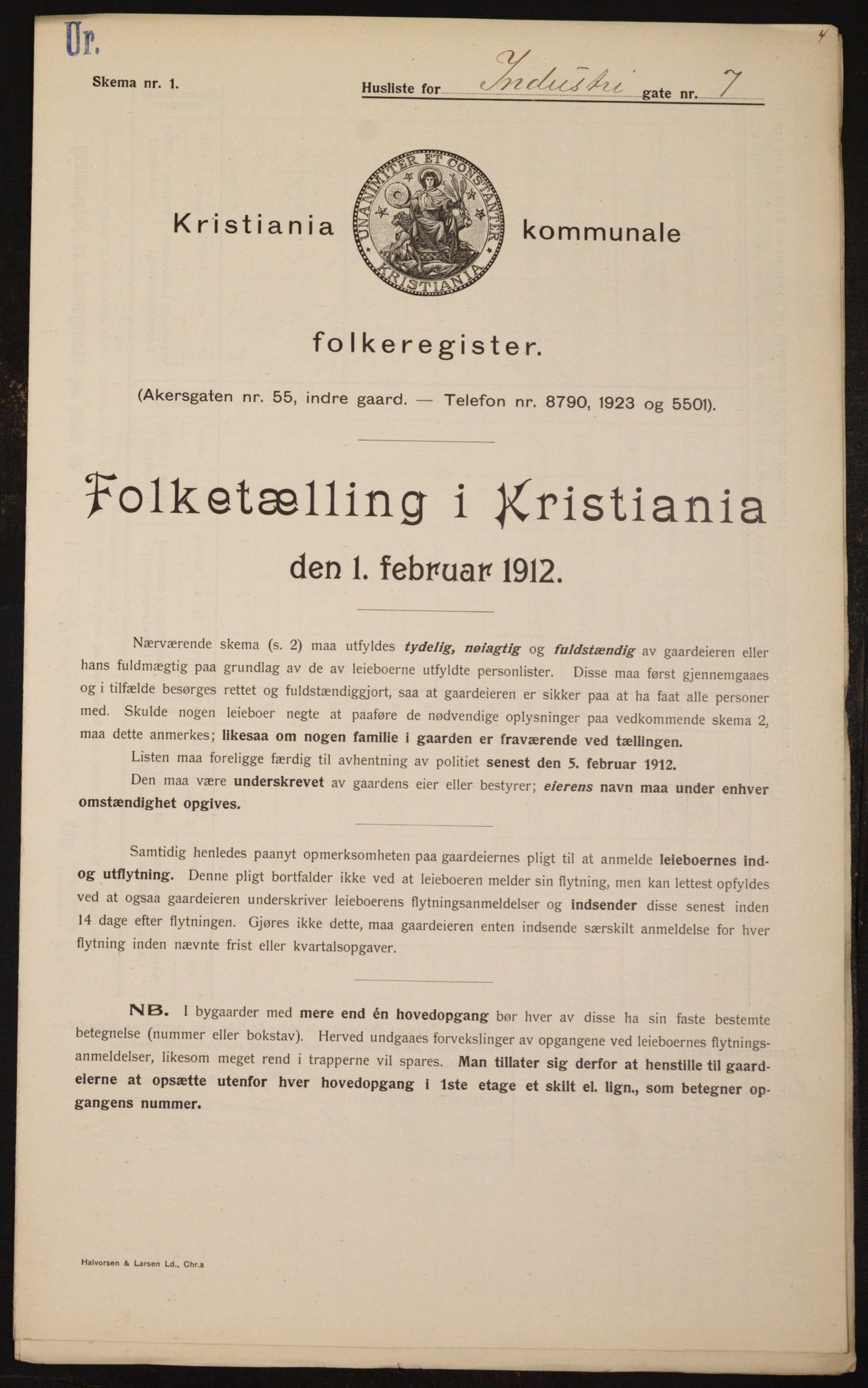 OBA, Municipal Census 1912 for Kristiania, 1912, p. 43566