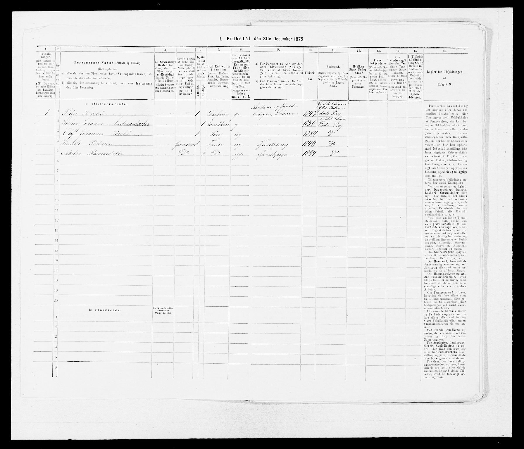 SAB, 1875 census for 1432P Førde, 1875, p. 1466