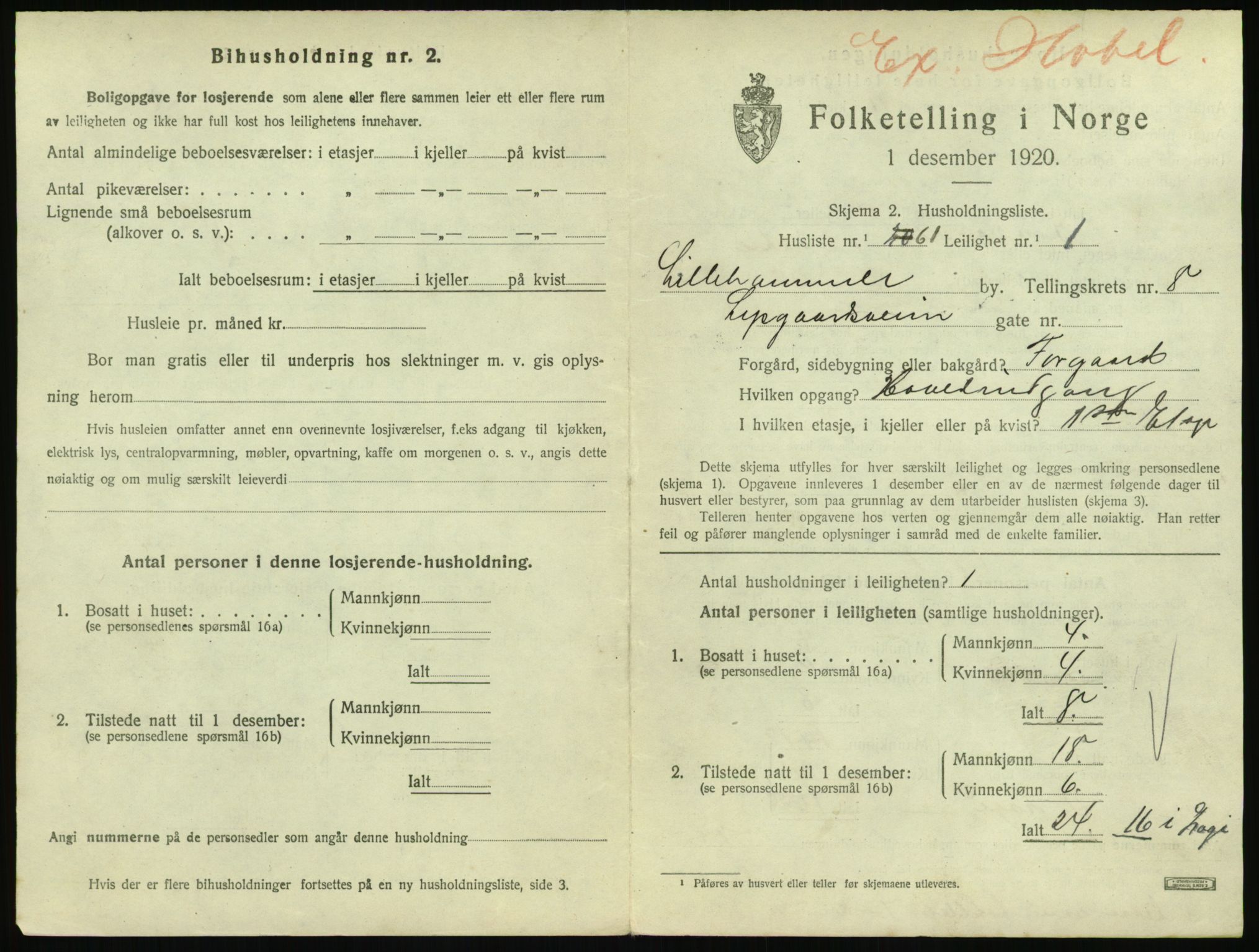 SAH, 1920 census for Lillehammer, 1920, p. 3048