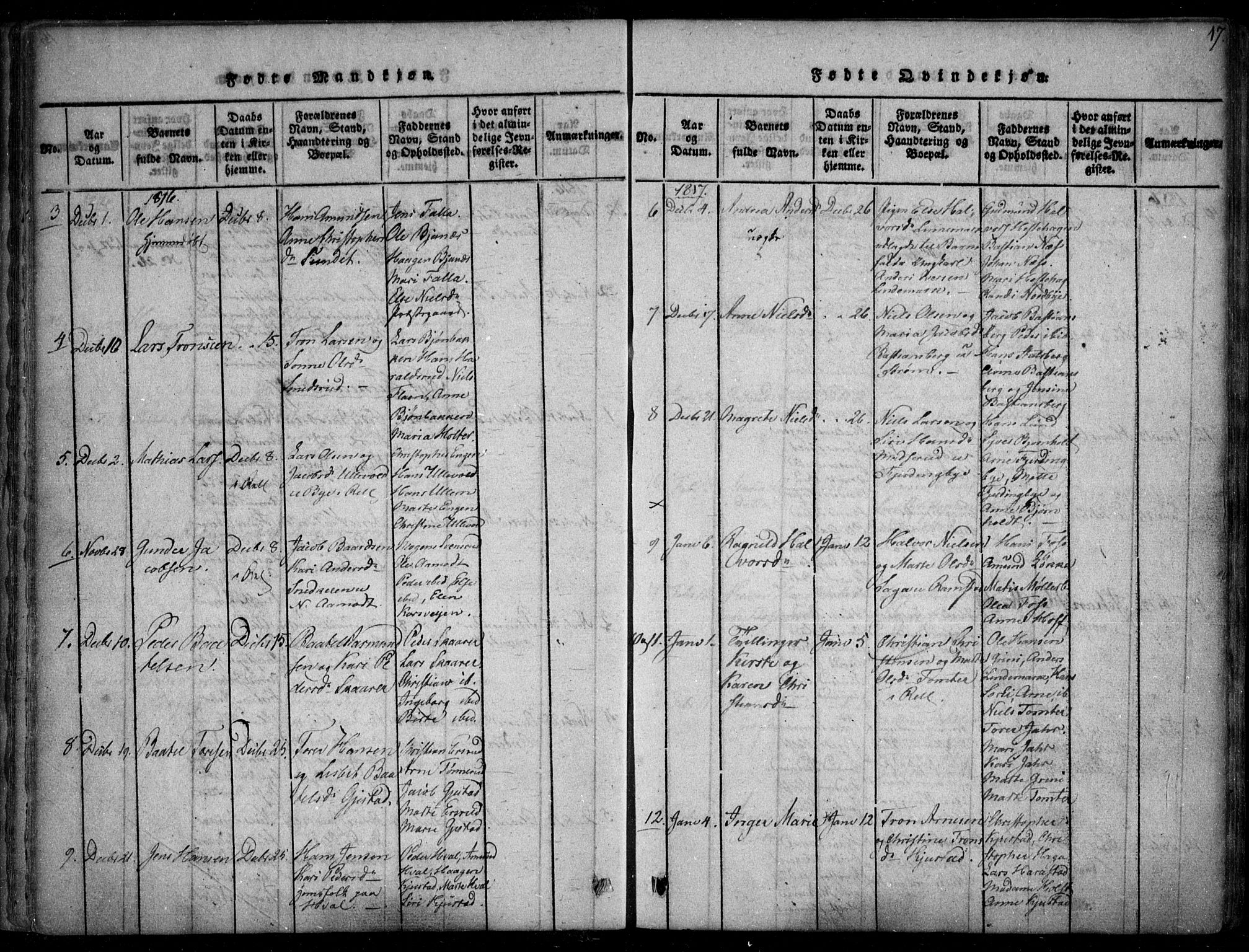 Fet prestekontor Kirkebøker, AV/SAO-A-10370a/F/Fa/L0008: Parish register (official) no. I 8, 1815-1842, p. 17