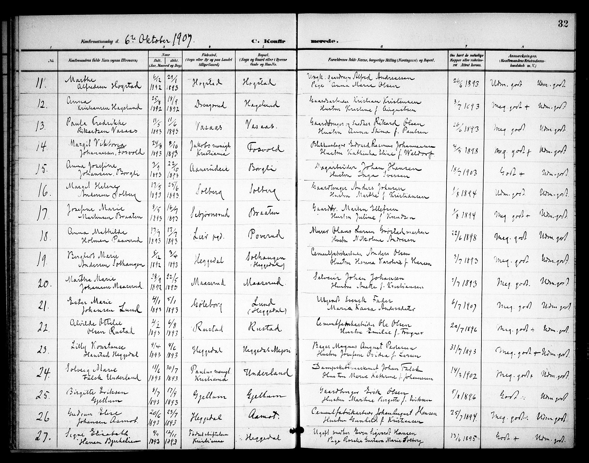 Asker prestekontor Kirkebøker, SAO/A-10256a/F/Fa/L0016: Parish register (official) no. I 16, 1900-1917, p. 32