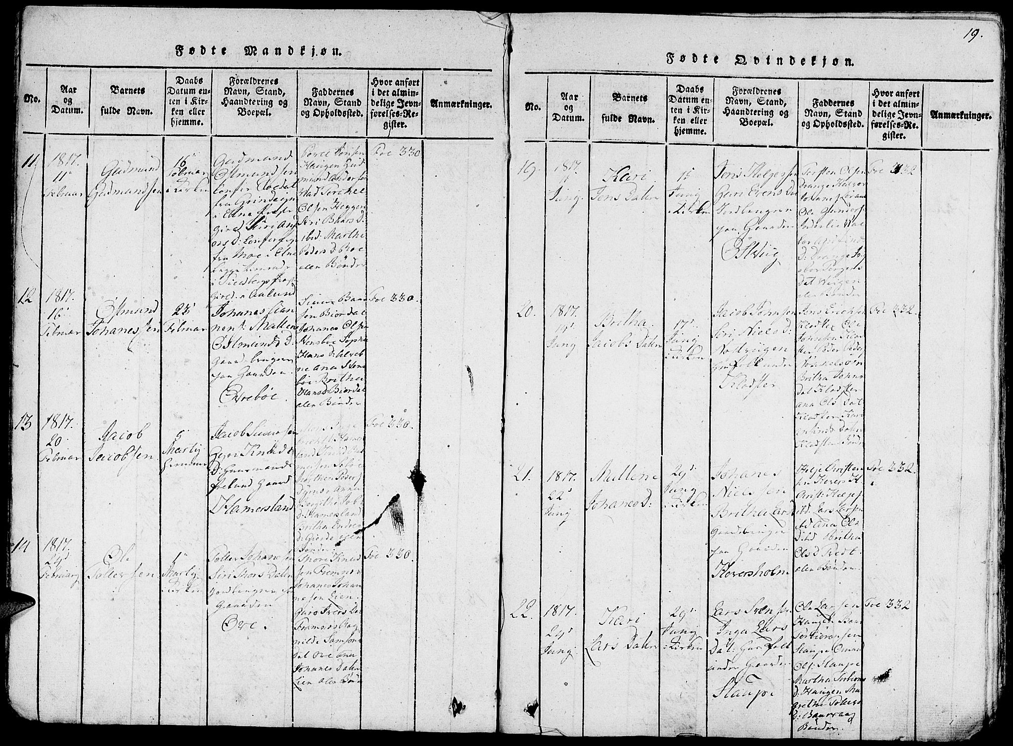 Fjelberg sokneprestembete, AV/SAB-A-75201/H/Haa: Parish register (official) no. A 4, 1816-1822, p. 19