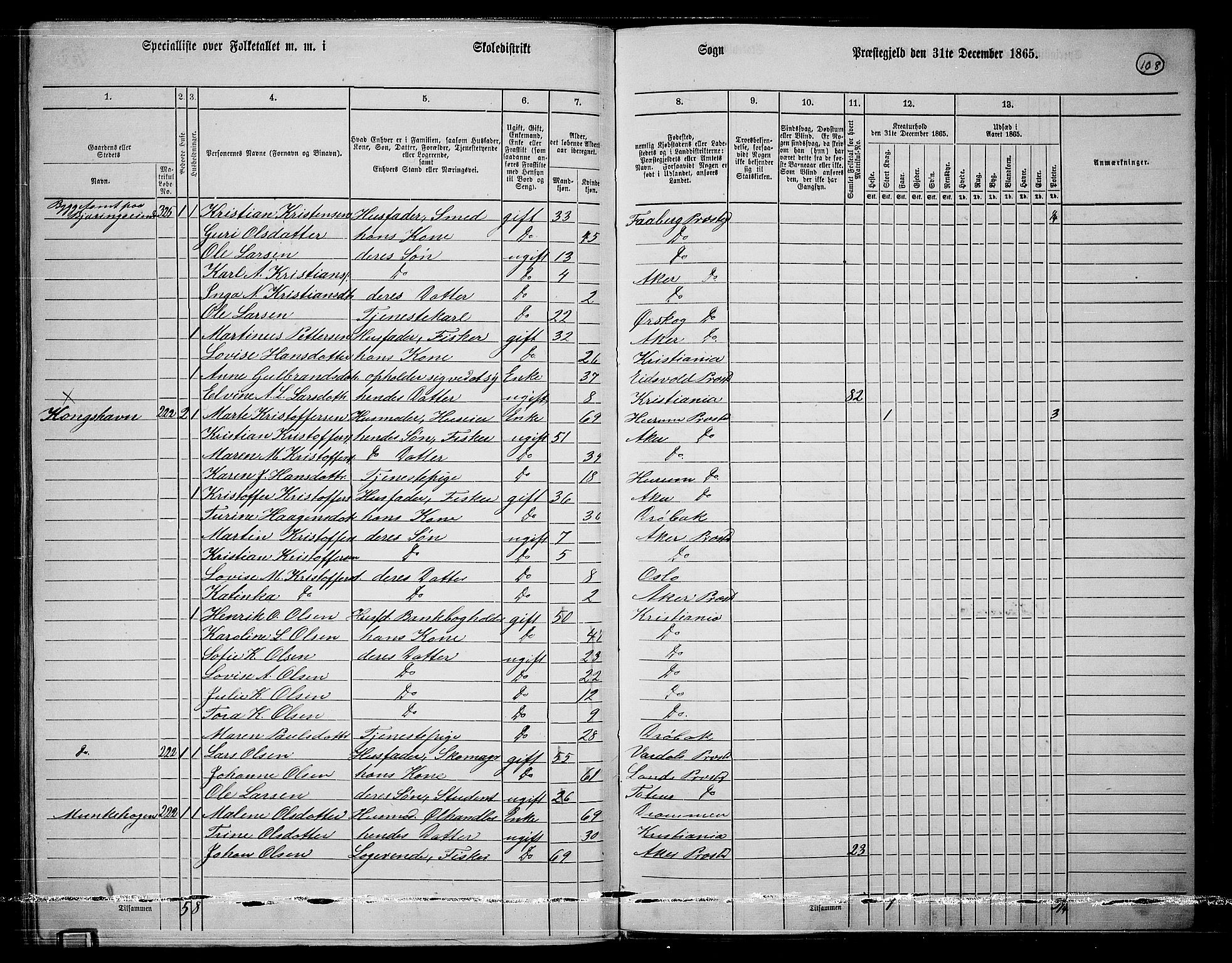 RA, 1865 census for Østre Aker, 1865, p. 332