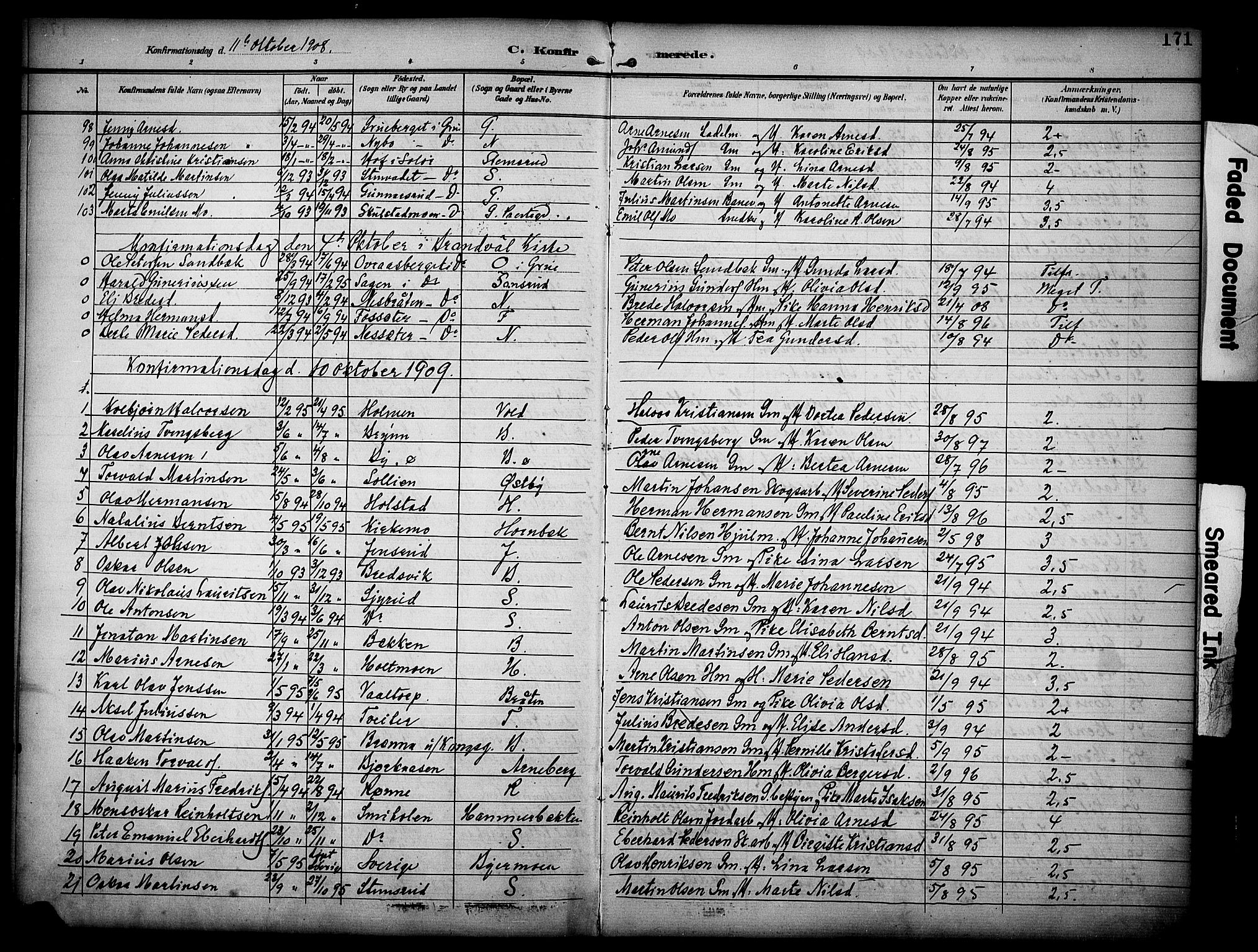 Grue prestekontor, AV/SAH-PREST-036/H/Ha/Haa/L0013: Parish register (official) no. 13, 1898-1910, p. 171