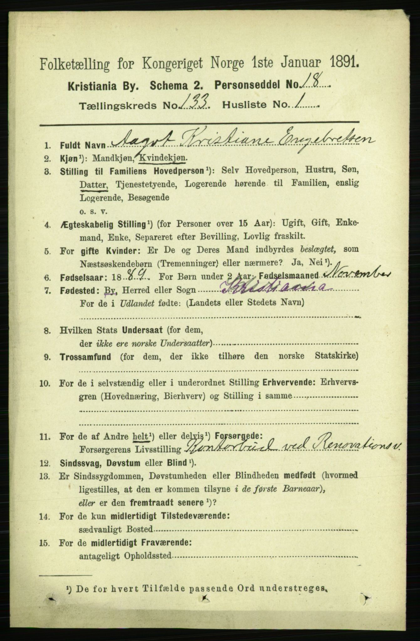 RA, 1891 census for 0301 Kristiania, 1891, p. 72433