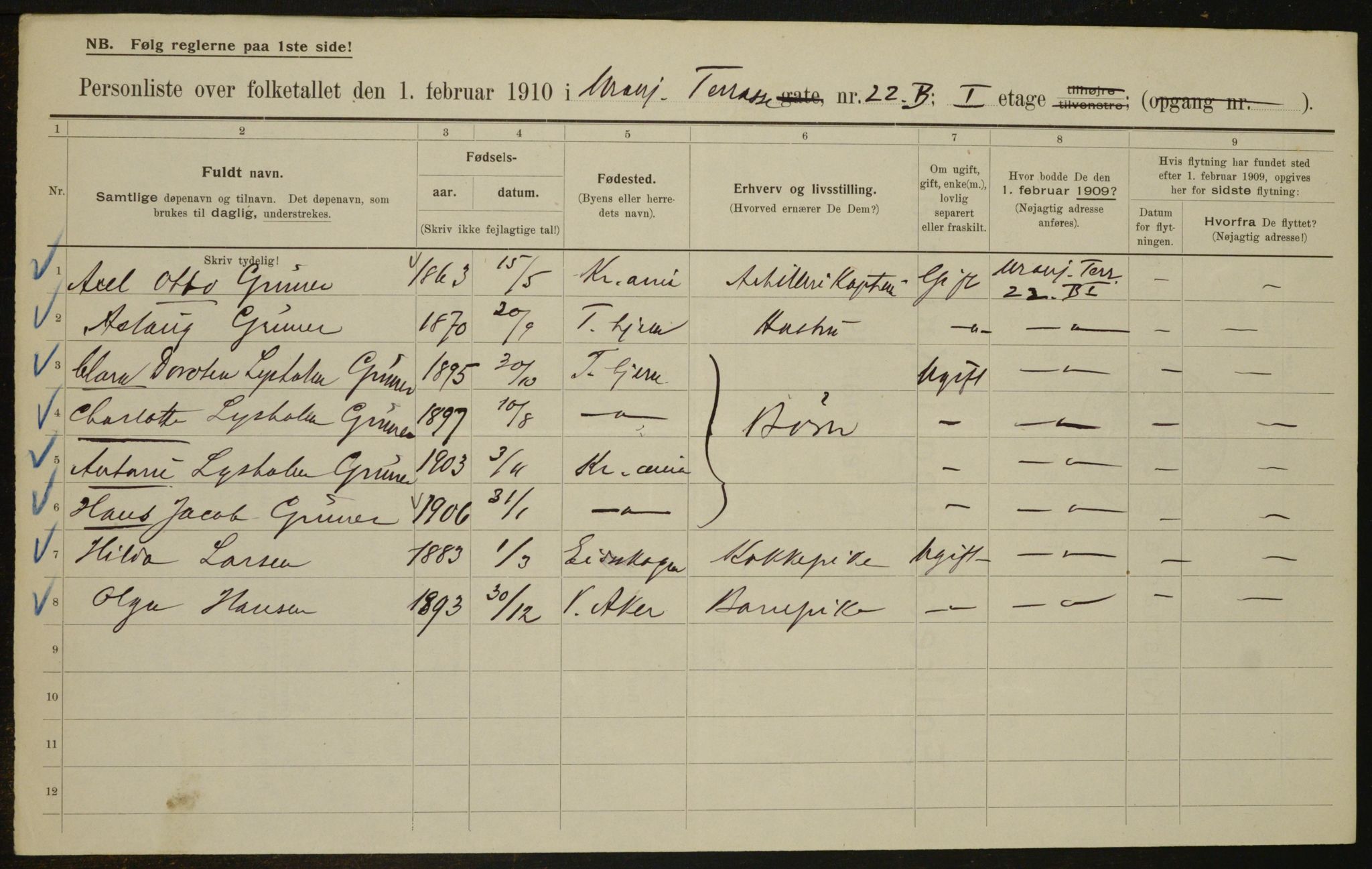 OBA, Municipal Census 1910 for Kristiania, 1910, p. 114080