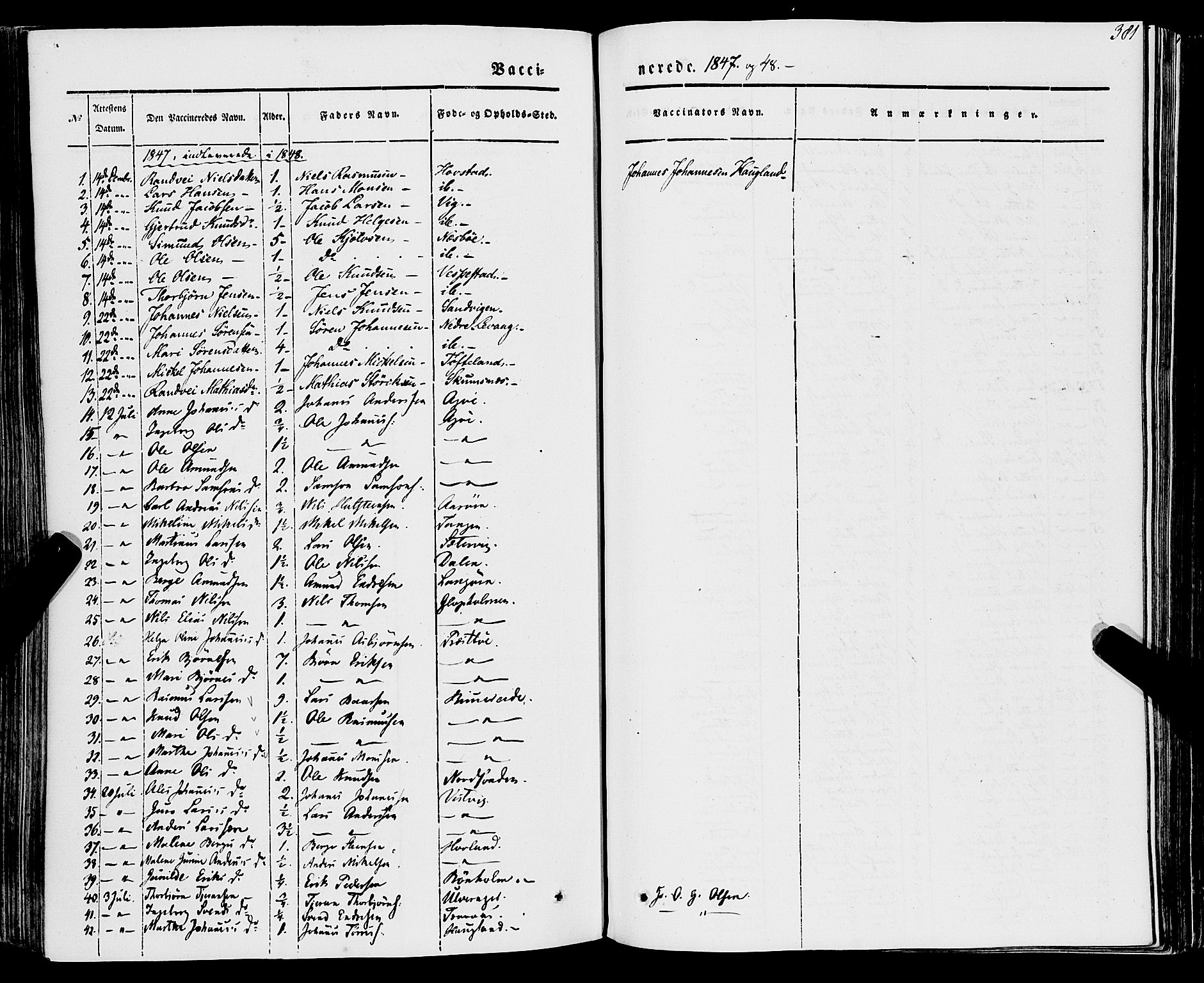 Stord sokneprestembete, AV/SAB-A-78201/H/Haa: Parish register (official) no. A 7, 1841-1861, p. 381