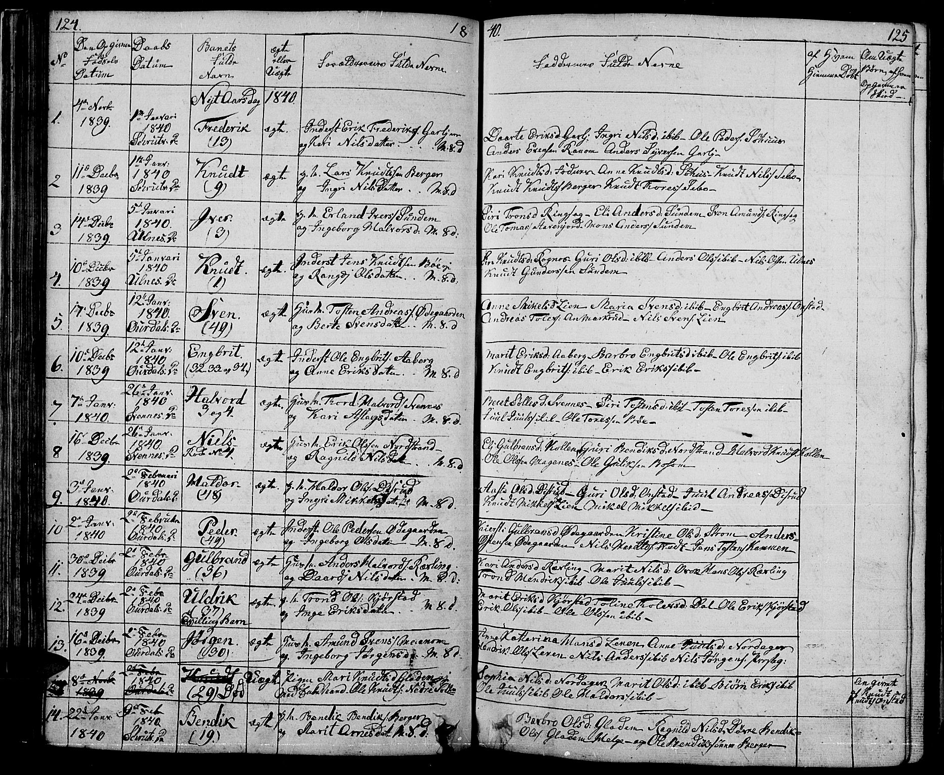 Nord-Aurdal prestekontor, SAH/PREST-132/H/Ha/Hab/L0001: Parish register (copy) no. 1, 1834-1887, p. 124-125