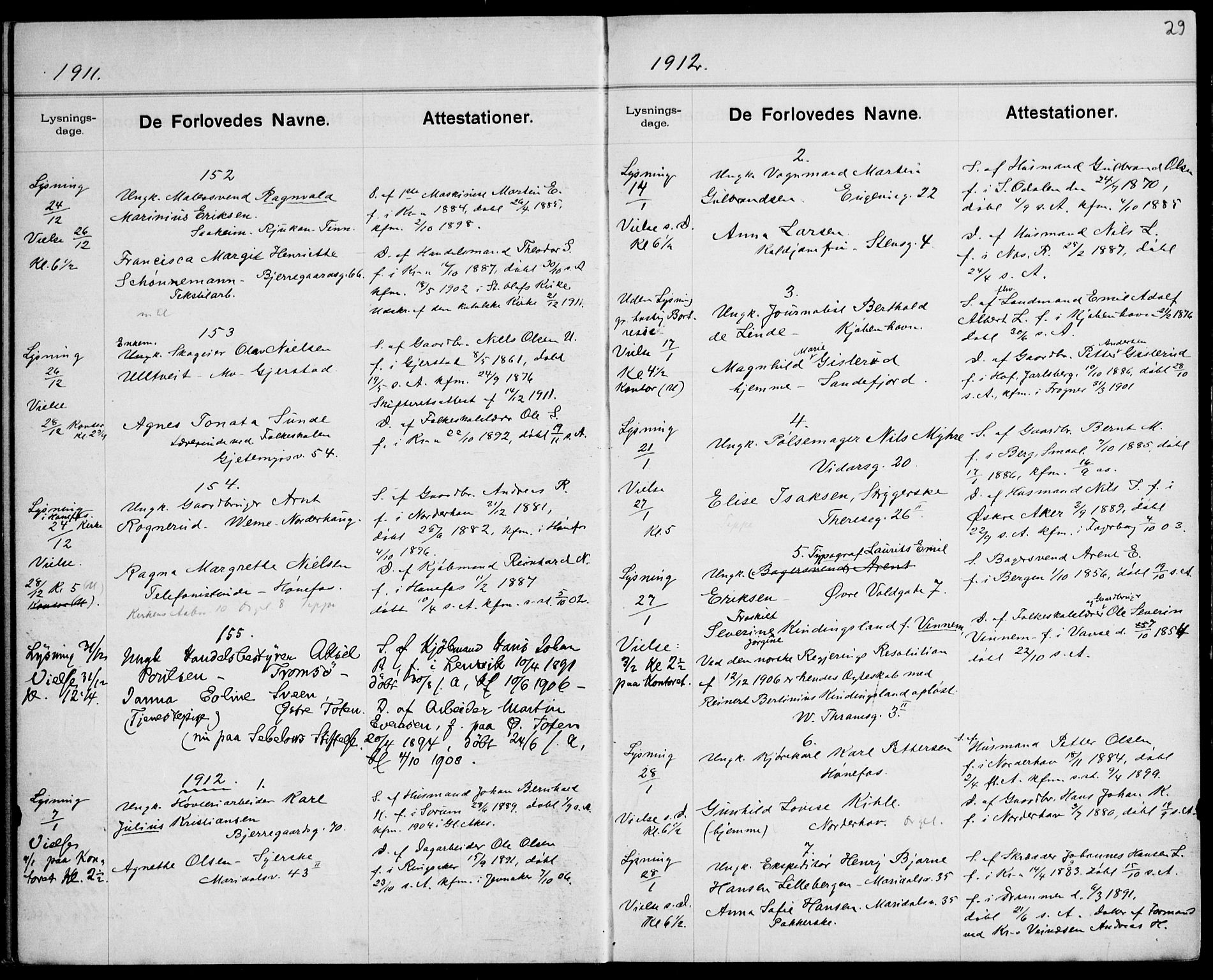 Gamle Aker prestekontor Kirkebøker, SAO/A-10617a/H/L0004: Banns register no. 4, 1909-1918, p. 29