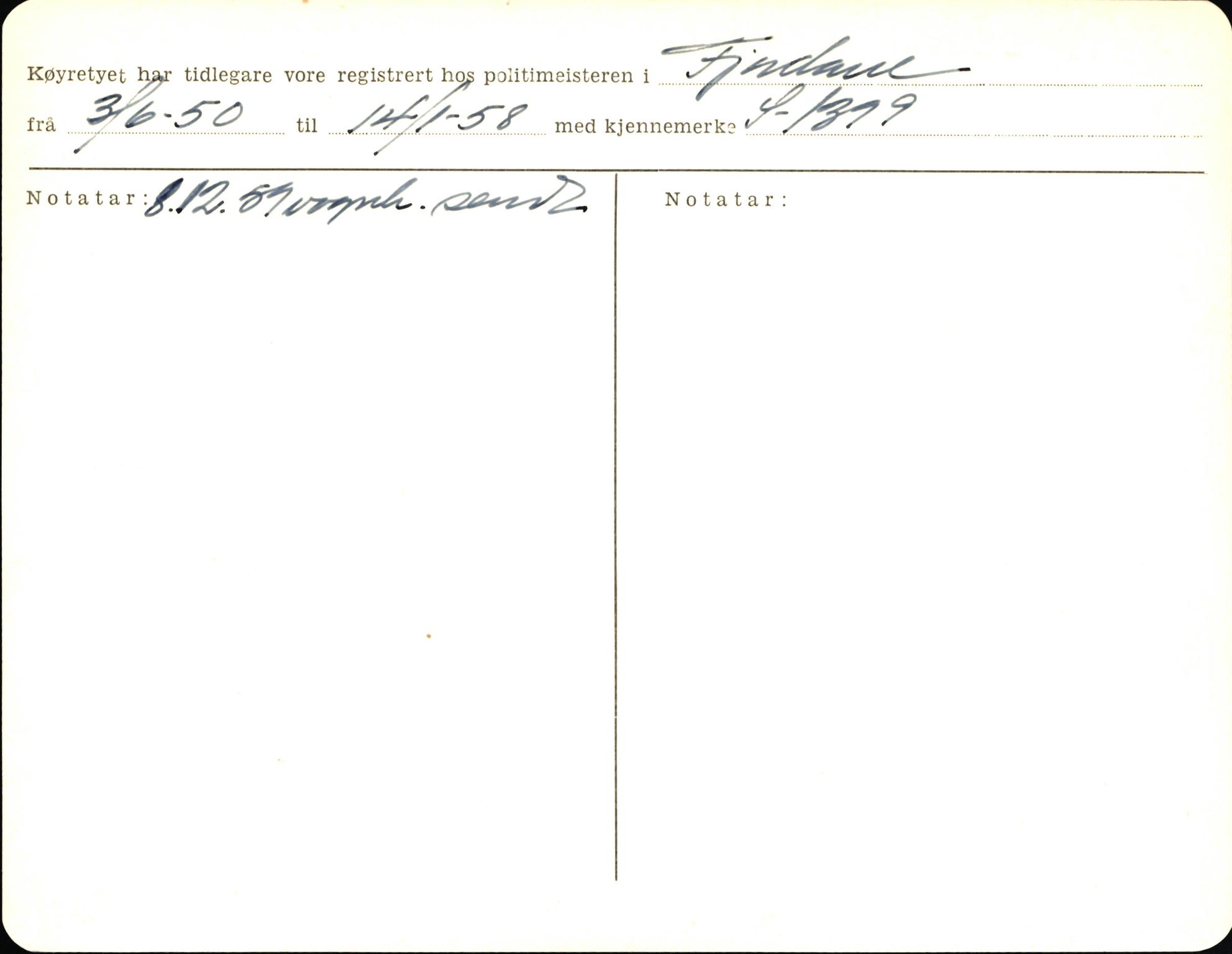 Statens vegvesen, Sogn og Fjordane vegkontor, AV/SAB-A-5301/4/F/L0006: Registerkort utmeldte Fjordane S8300-9500, 1930-1961, p. 243