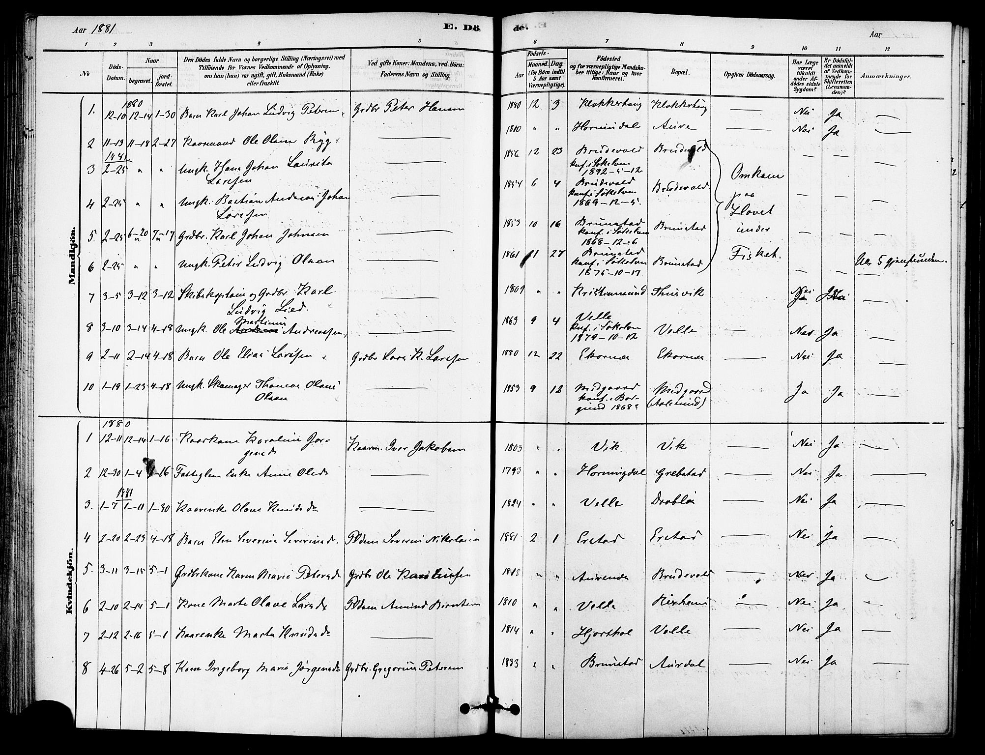 Ministerialprotokoller, klokkerbøker og fødselsregistre - Møre og Romsdal, AV/SAT-A-1454/523/L0334: Parish register (official) no. 523A01, 1878-1891