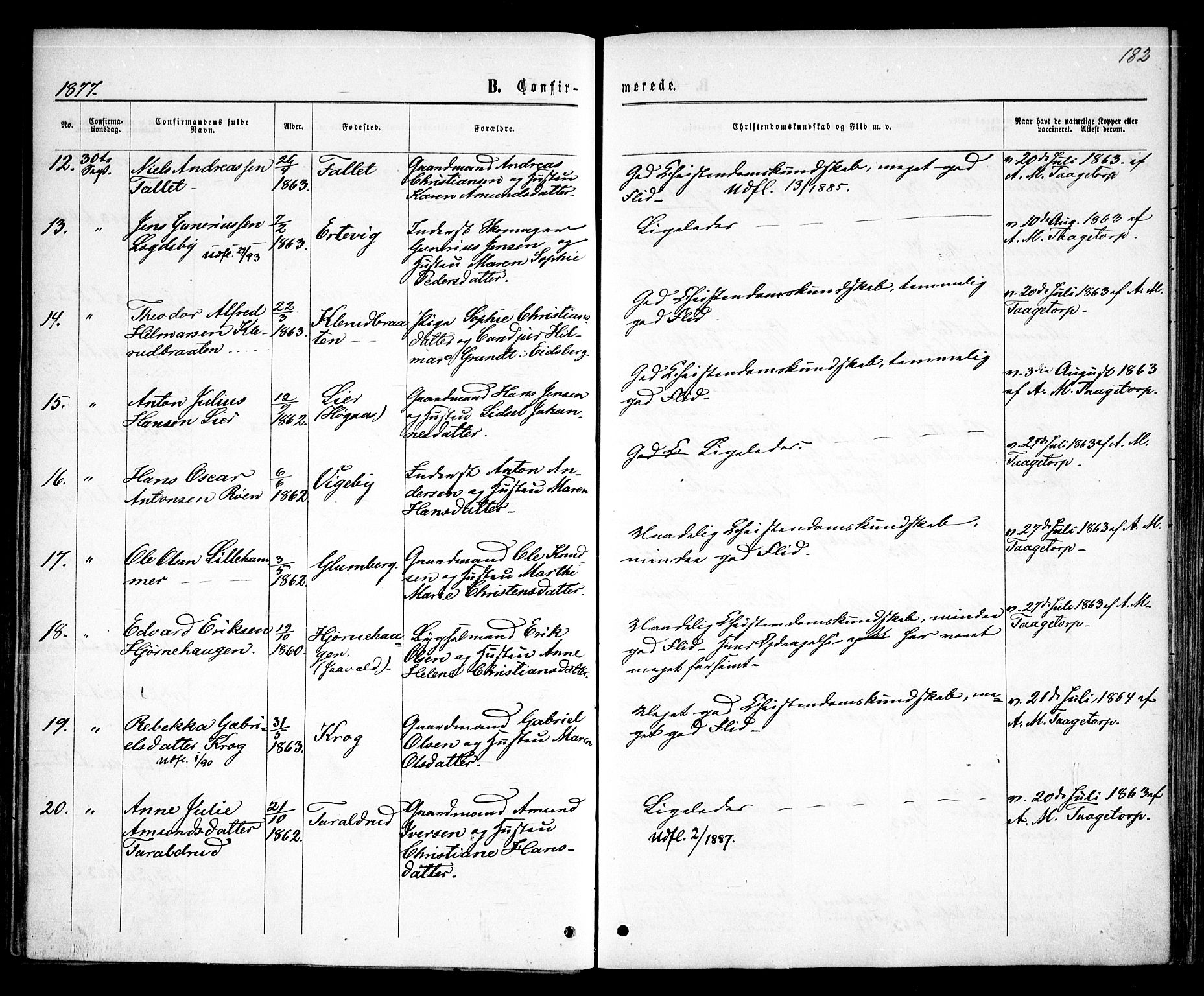 Rødenes prestekontor Kirkebøker, AV/SAO-A-2005/F/Fa/L0008: Parish register (official) no. I 8, 1869-1879, p. 182
