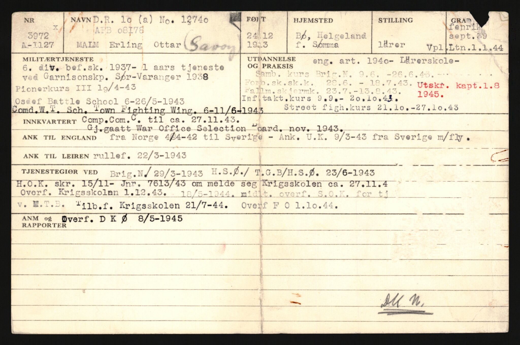 Forsvaret, Sør-Hålogaland landforsvar, AV/RA-RAFA-2552/P/Pa/L0302: Personellmapper for slettet personell, yrkesbefal og vernepliktig befal, født 1913-1916, 1932-1976, p. 117