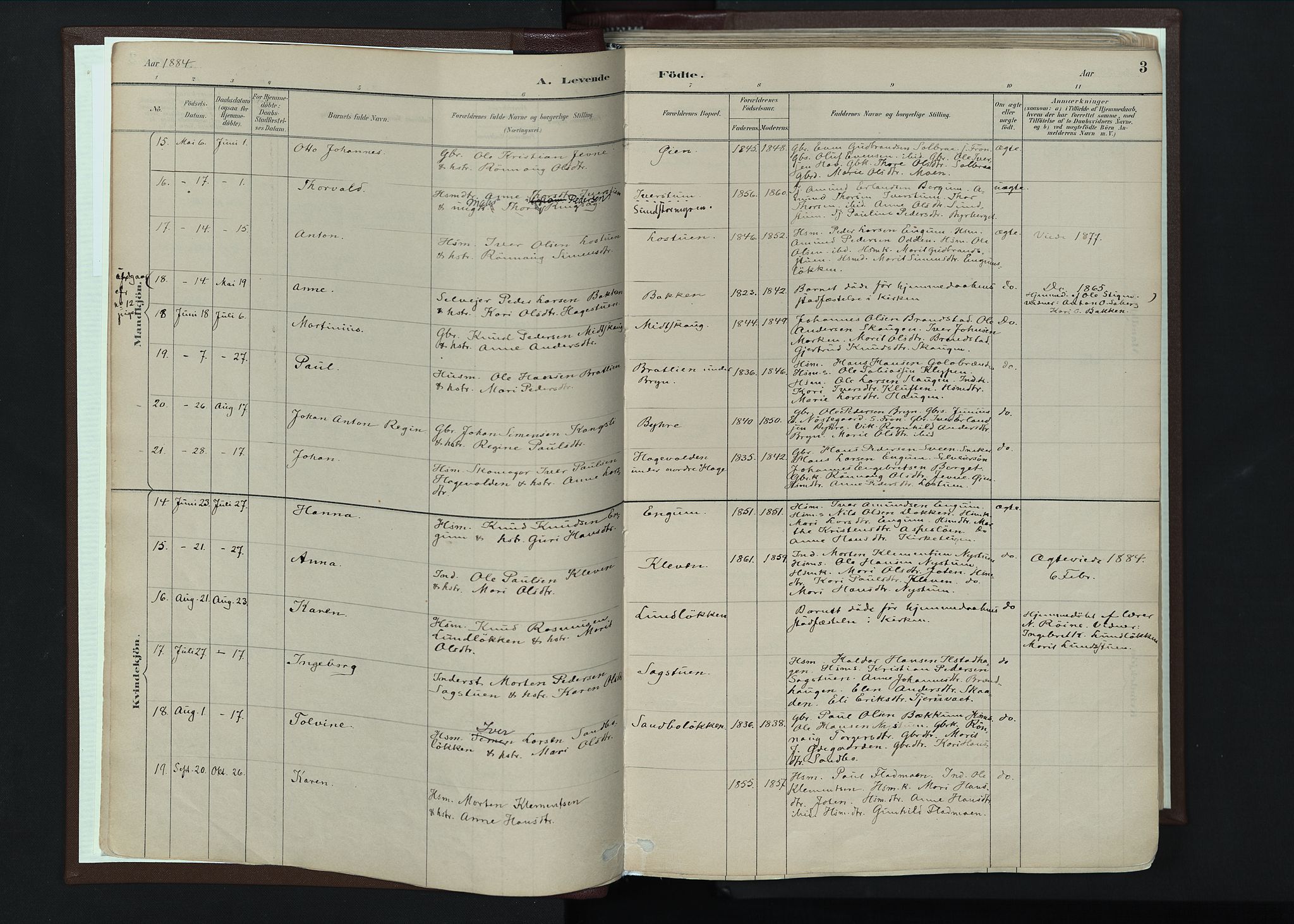 Nord-Fron prestekontor, AV/SAH-PREST-080/H/Ha/Haa/L0004: Parish register (official) no. 4, 1884-1914, p. 3