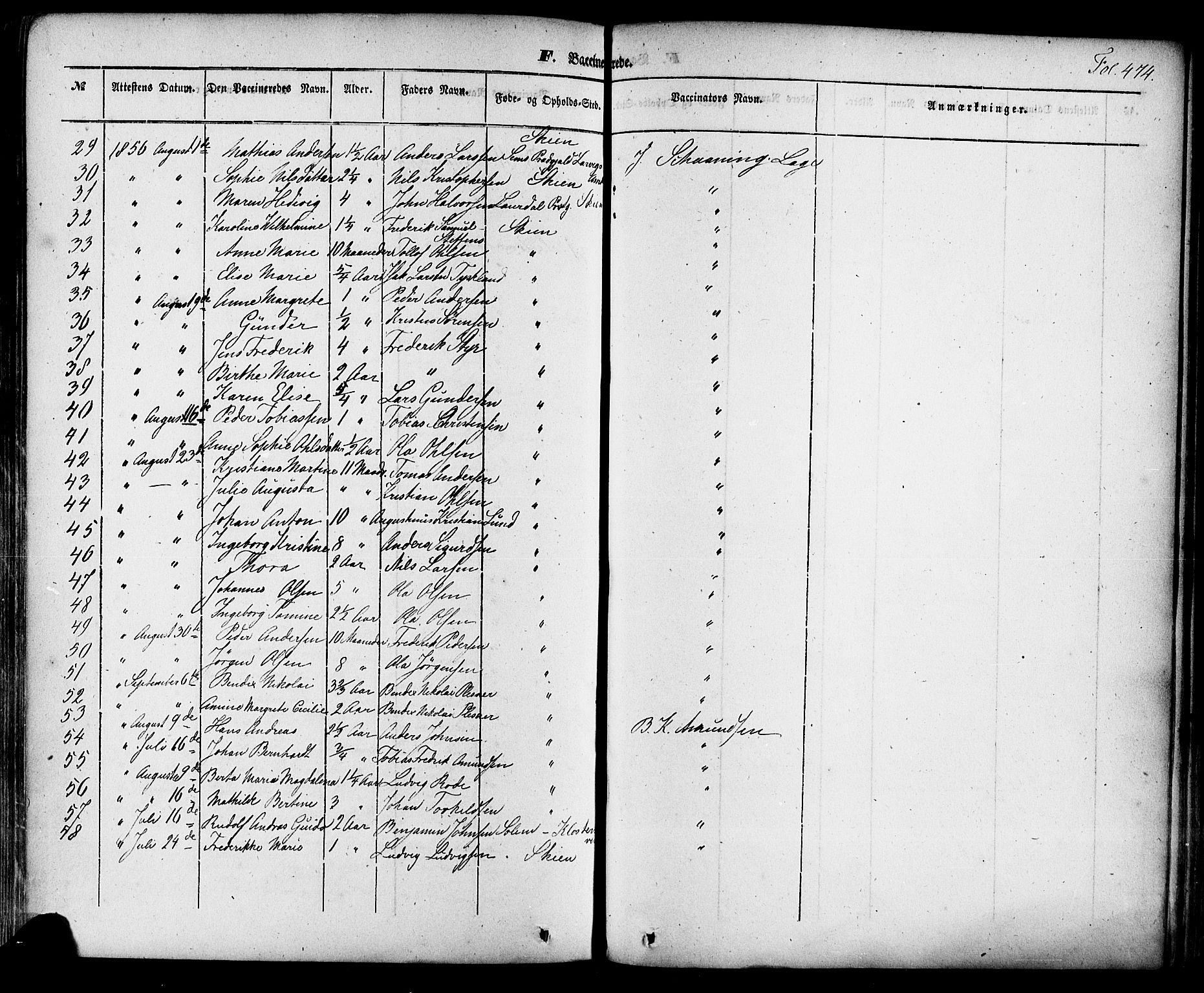 Skien kirkebøker, SAKO/A-302/F/Fa/L0006a: Parish register (official) no. 6A, 1843-1856, p. 474