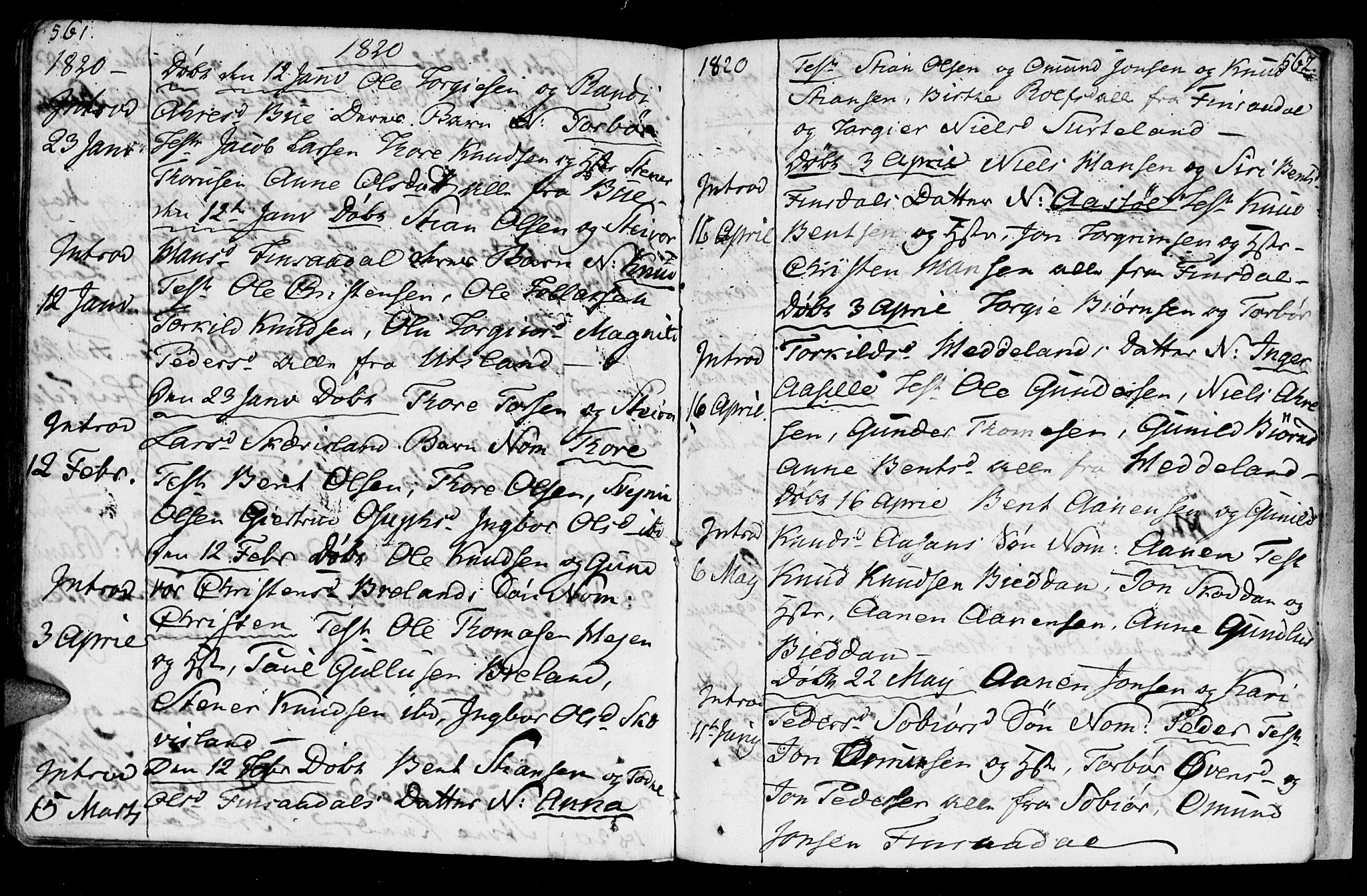 Holum sokneprestkontor, SAK/1111-0022/F/Fa/Fac/L0001: Parish register (official) no. A 1, 1773-1820, p. 561-562