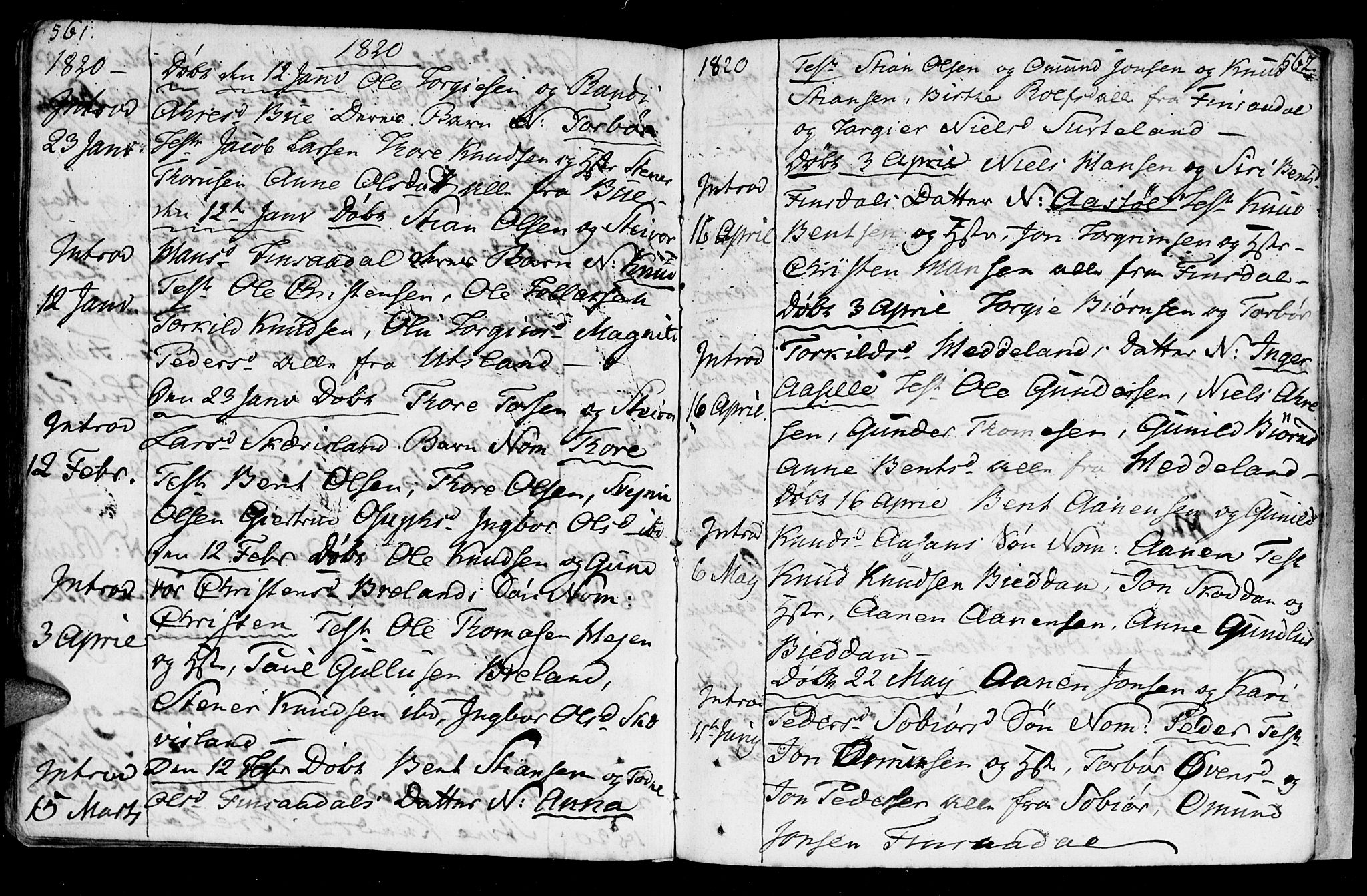 Holum sokneprestkontor, AV/SAK-1111-0022/F/Fa/Fac/L0001: Parish register (official) no. A 1, 1773-1820, p. 561-562