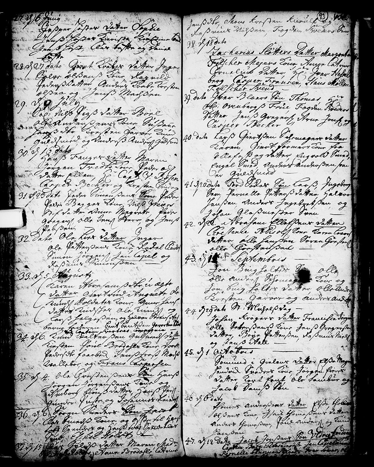 Skien kirkebøker, SAKO/A-302/F/Fa/L0002: Parish register (official) no. 2, 1716-1757, p. 93
