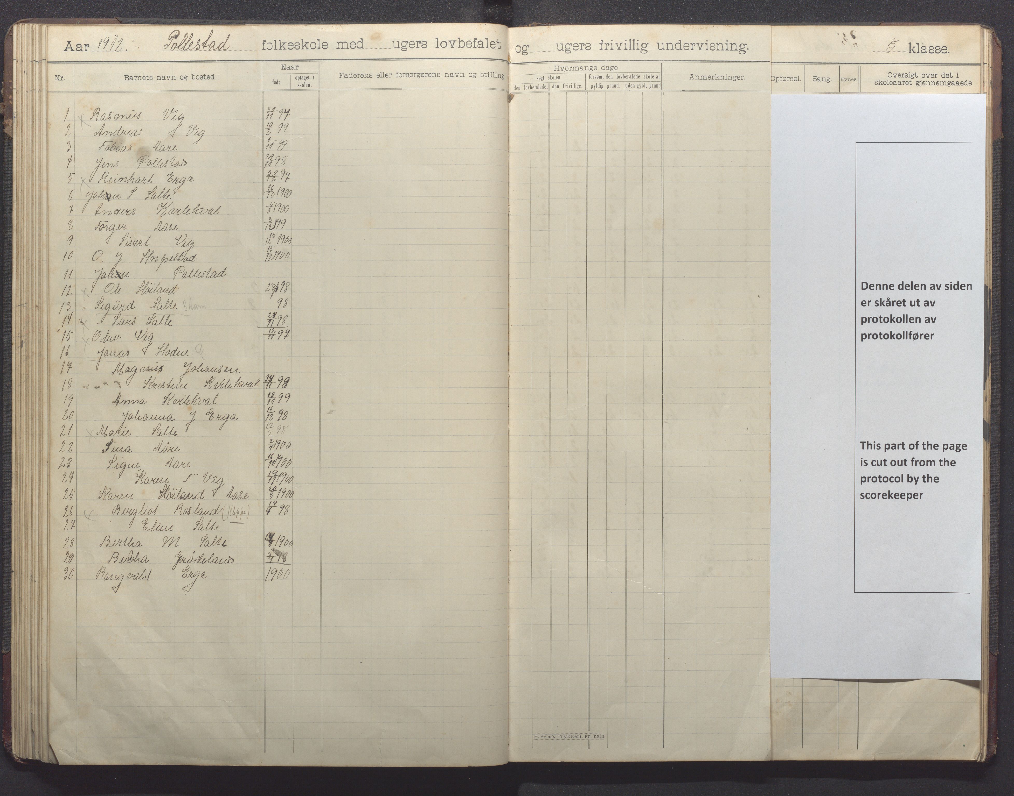 Klepp kommune - Pollestad skule, IKAR/K-100295/H/L0002: Skoleprotokoll, 1901-1916, p. 63