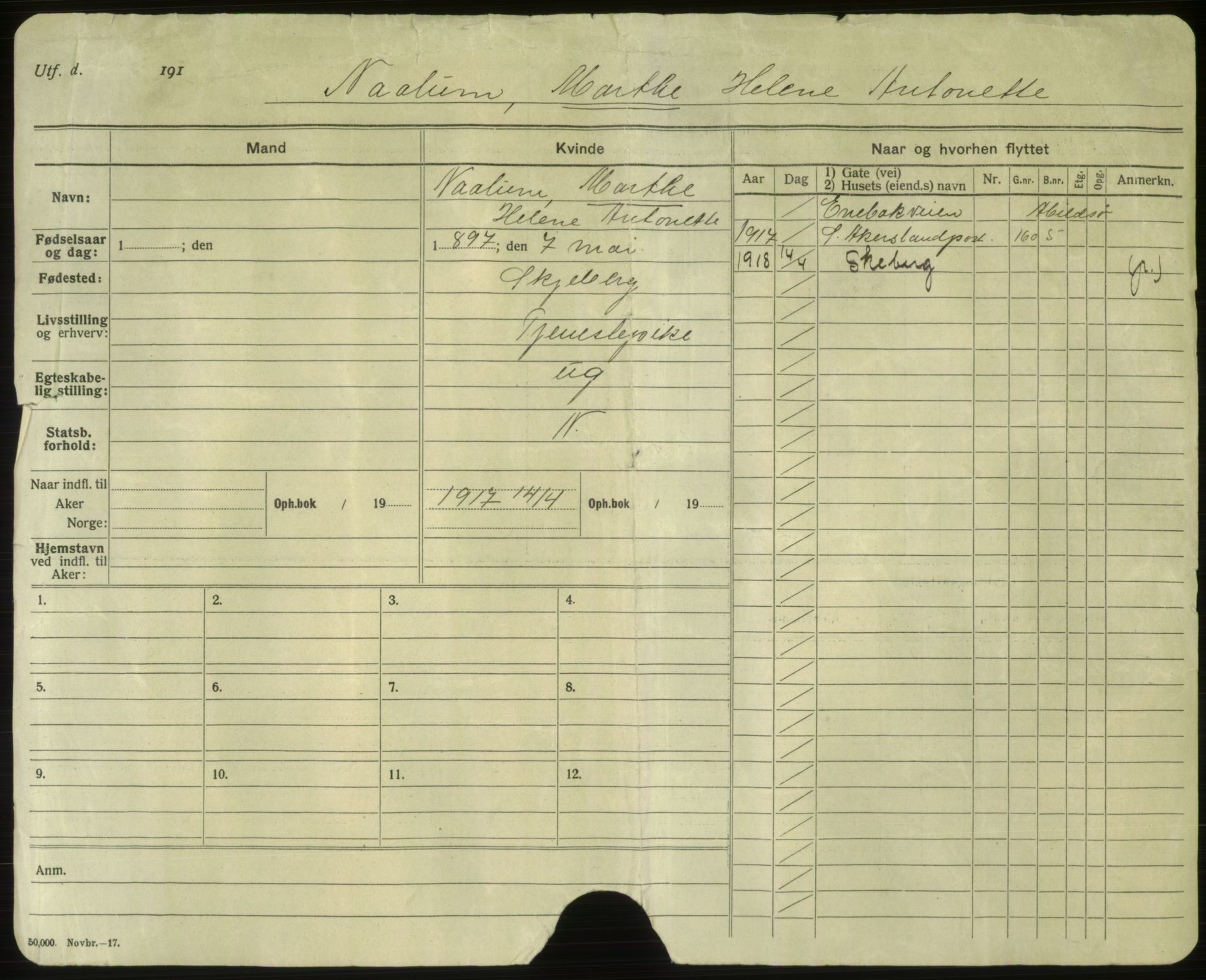 Oslo folkeregister, Registerkort, SAO/A-11715/F/Fa/Faa/L0008: Kvinner, 1917-1922, p. 2