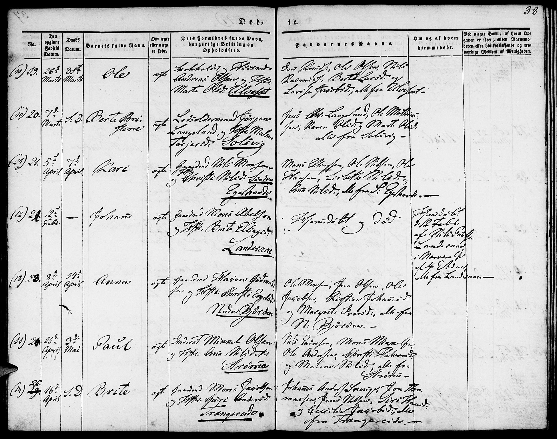 Fjell sokneprestembete, AV/SAB-A-75301/H/Haa: Parish register (official) no. A 1, 1835-1850, p. 38