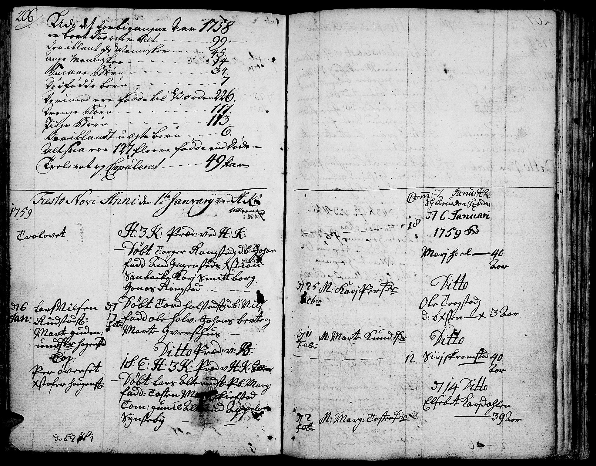 Toten prestekontor, SAH/PREST-102/H/Ha/Haa/L0004: Parish register (official) no. 4, 1751-1761, p. 206