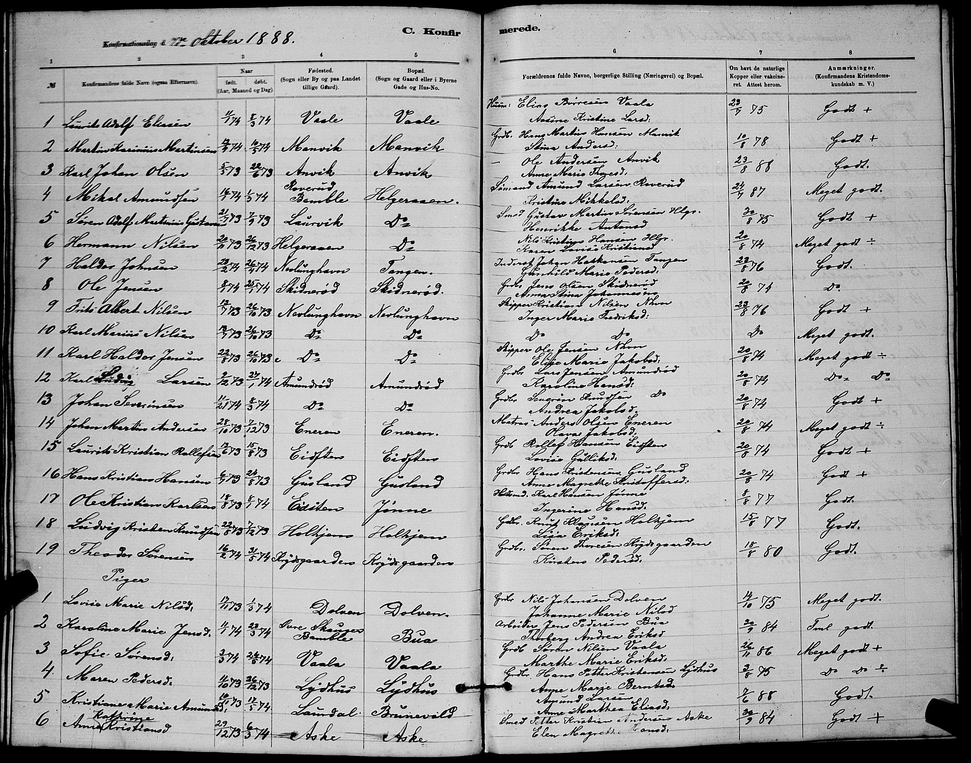 Brunlanes kirkebøker, SAKO/A-342/G/Gb/L0002: Parish register (copy) no. II 2, 1878-1902