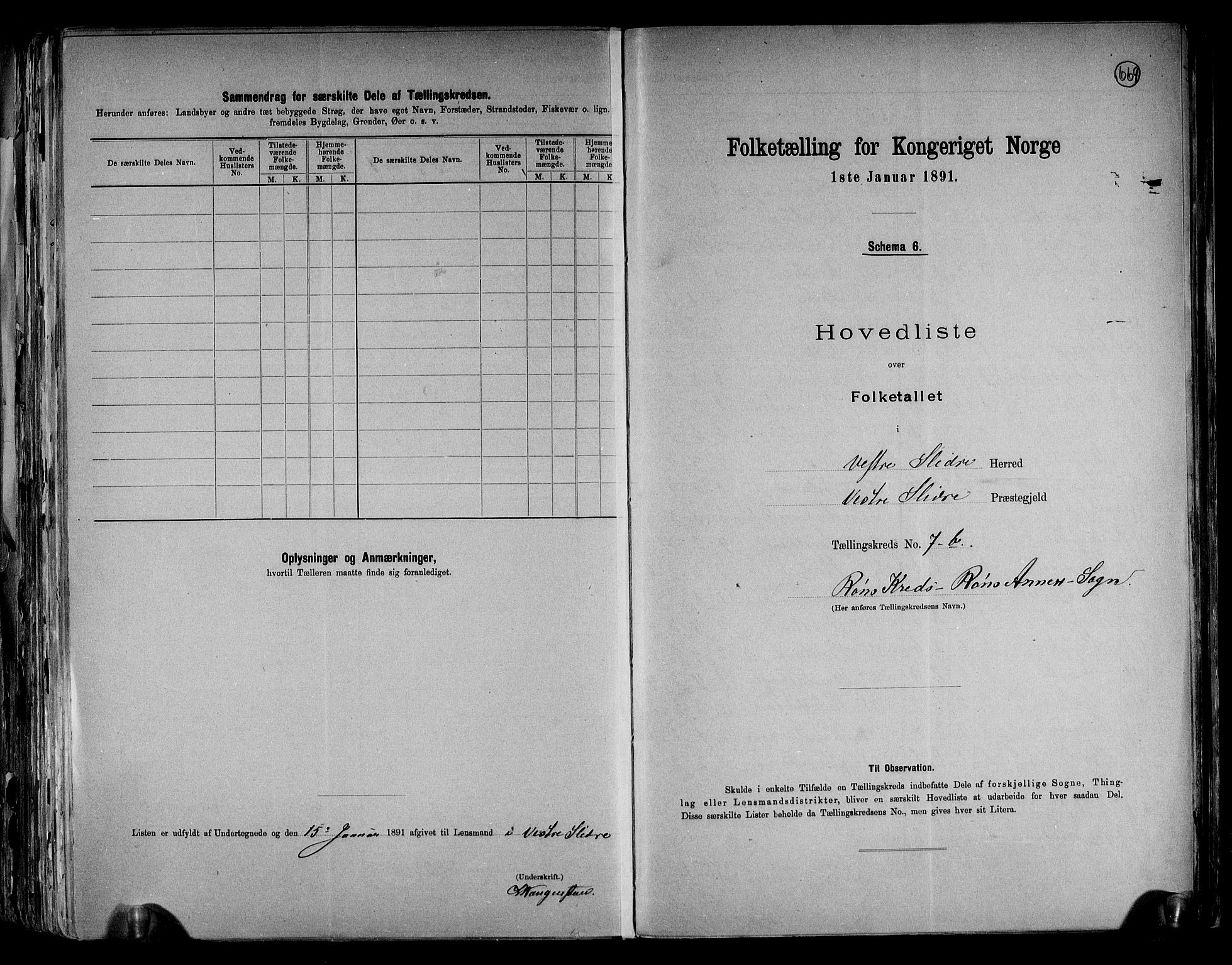 RA, 1891 census for 0543 Vestre Slidre, 1891, p. 23