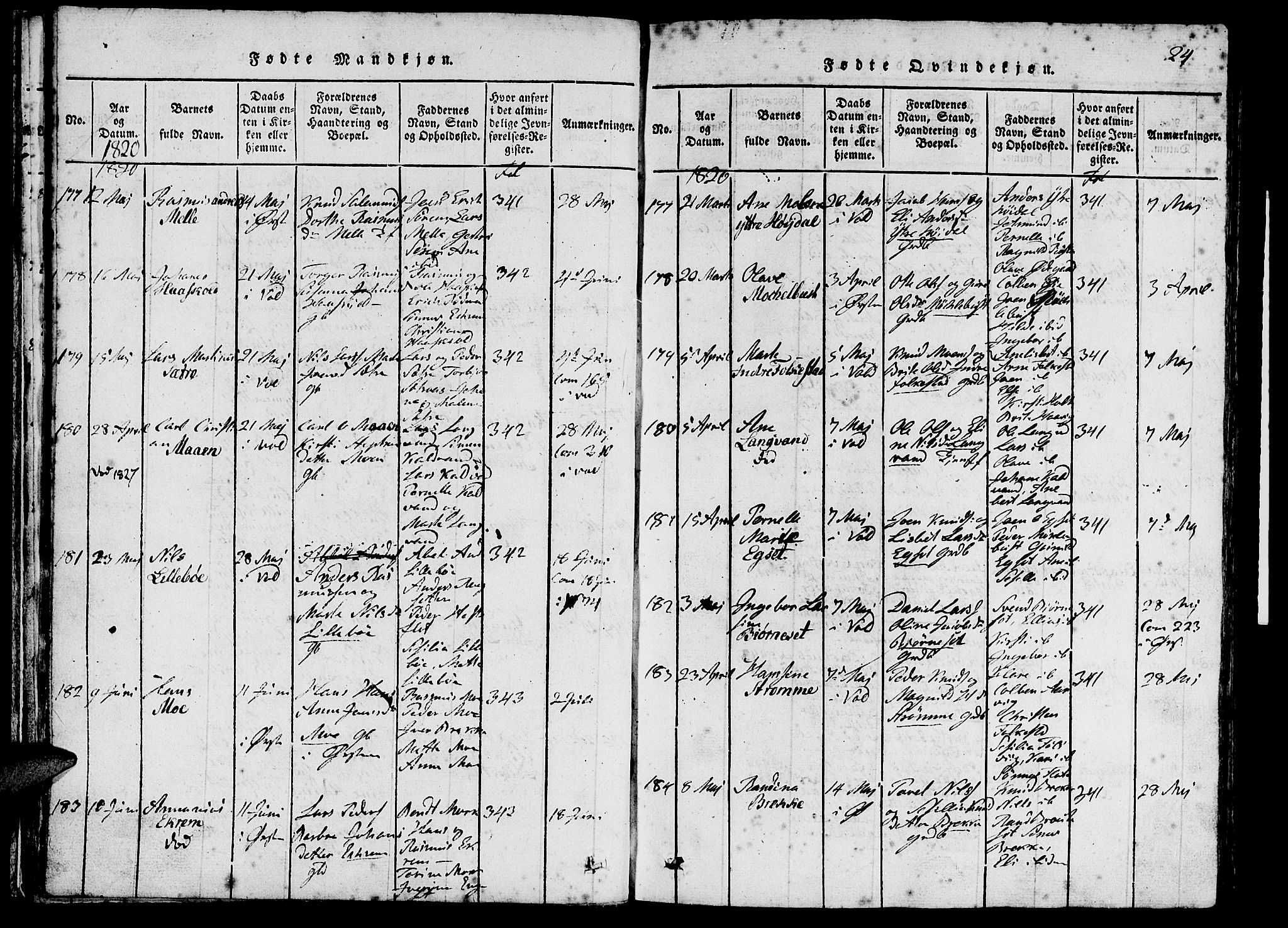 Ministerialprotokoller, klokkerbøker og fødselsregistre - Møre og Romsdal, AV/SAT-A-1454/511/L0138: Parish register (official) no. 511A05, 1817-1832, p. 24