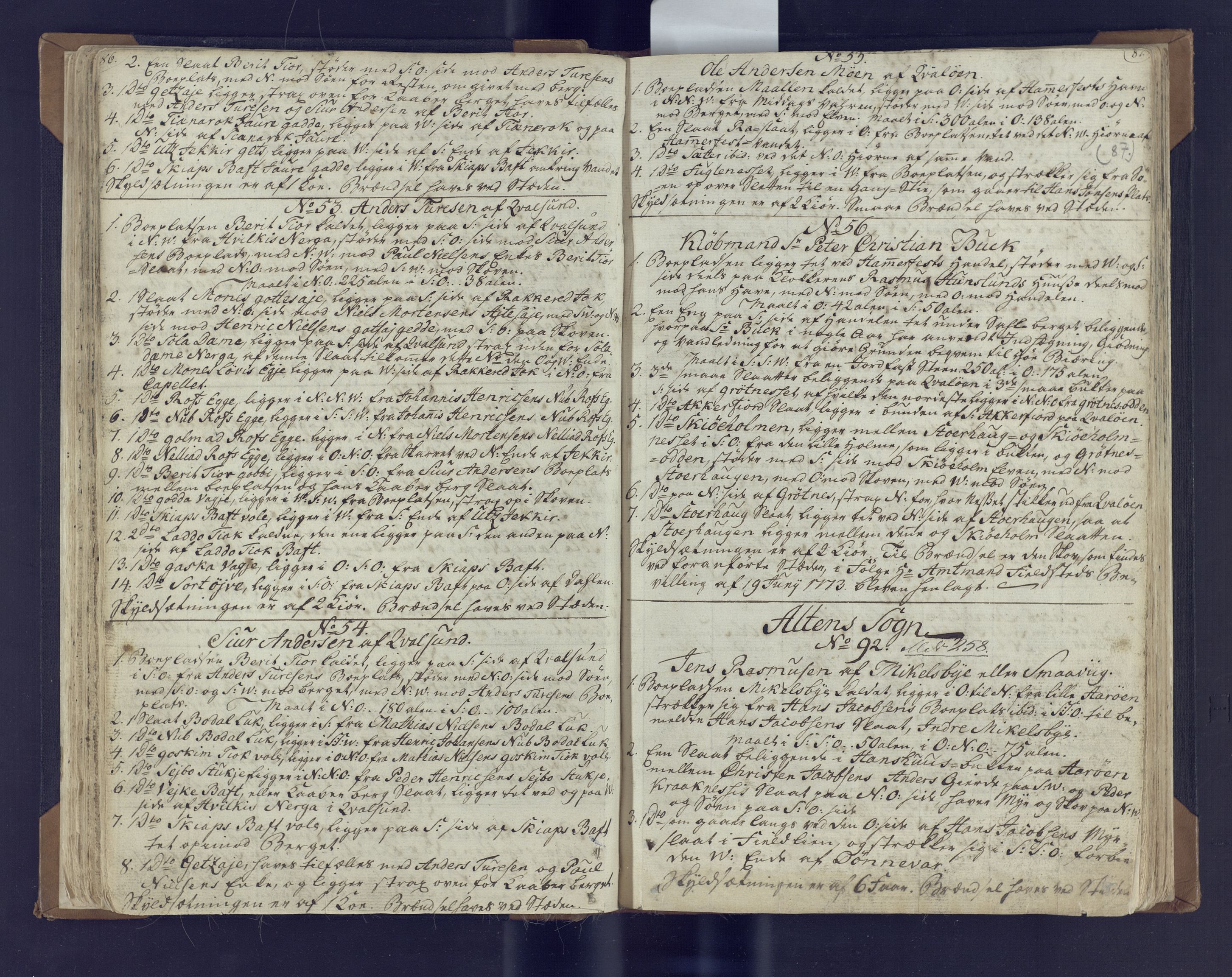 Fylkesmannen i Finnmark, SATØ/S-1120/1Coa/L2882: Landmålerprotokoll (i nærmagasinet/skannet), 1776-1845, p. 47