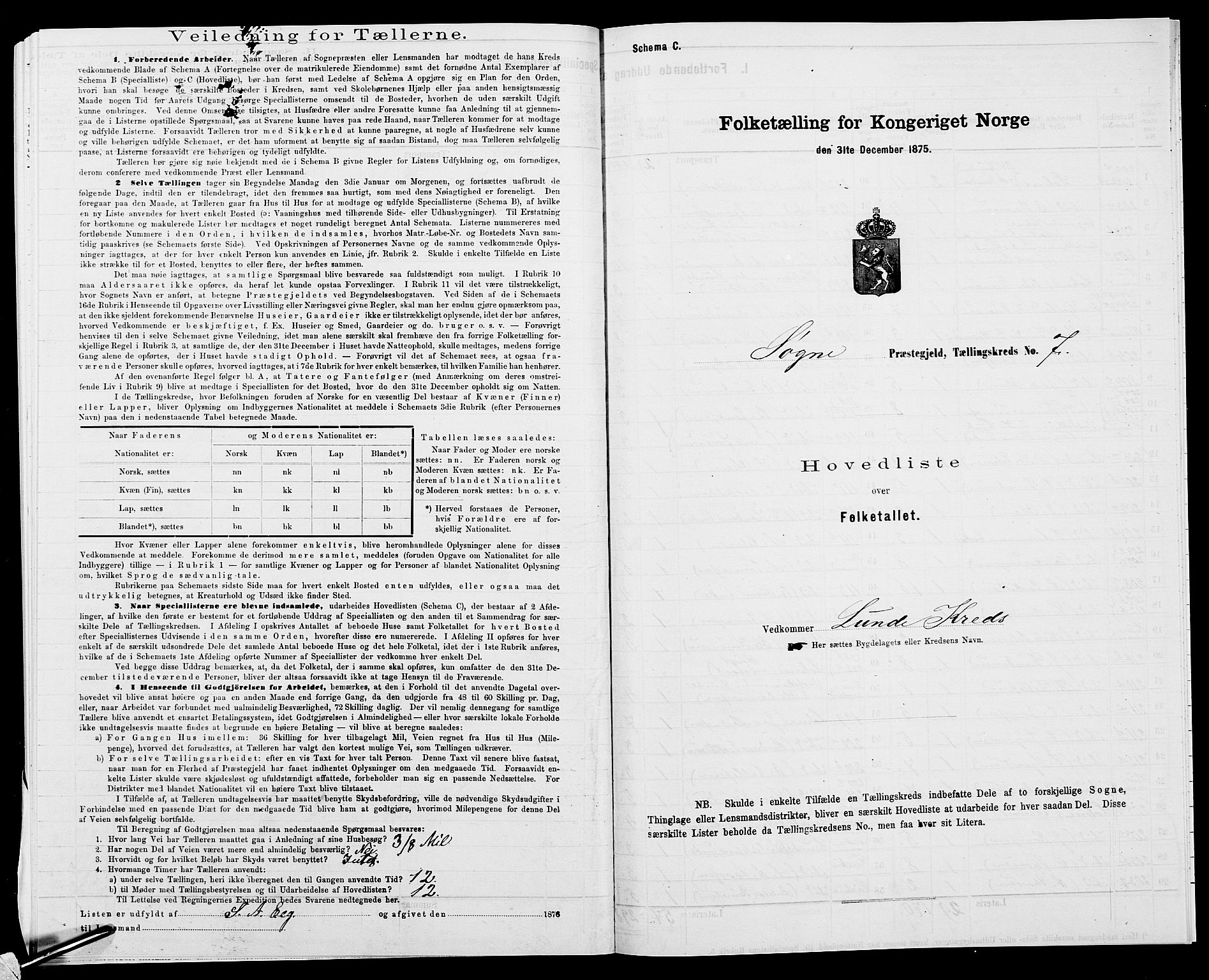 SAK, 1875 census for 1018P Søgne, 1875, p. 46