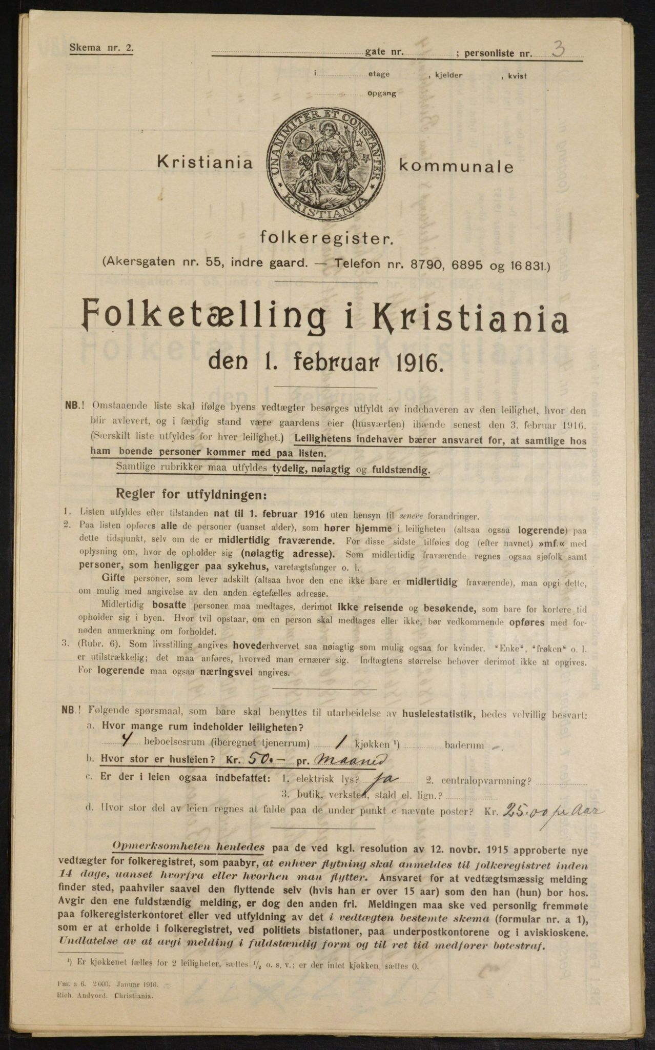 OBA, Municipal Census 1916 for Kristiania, 1916, p. 4993